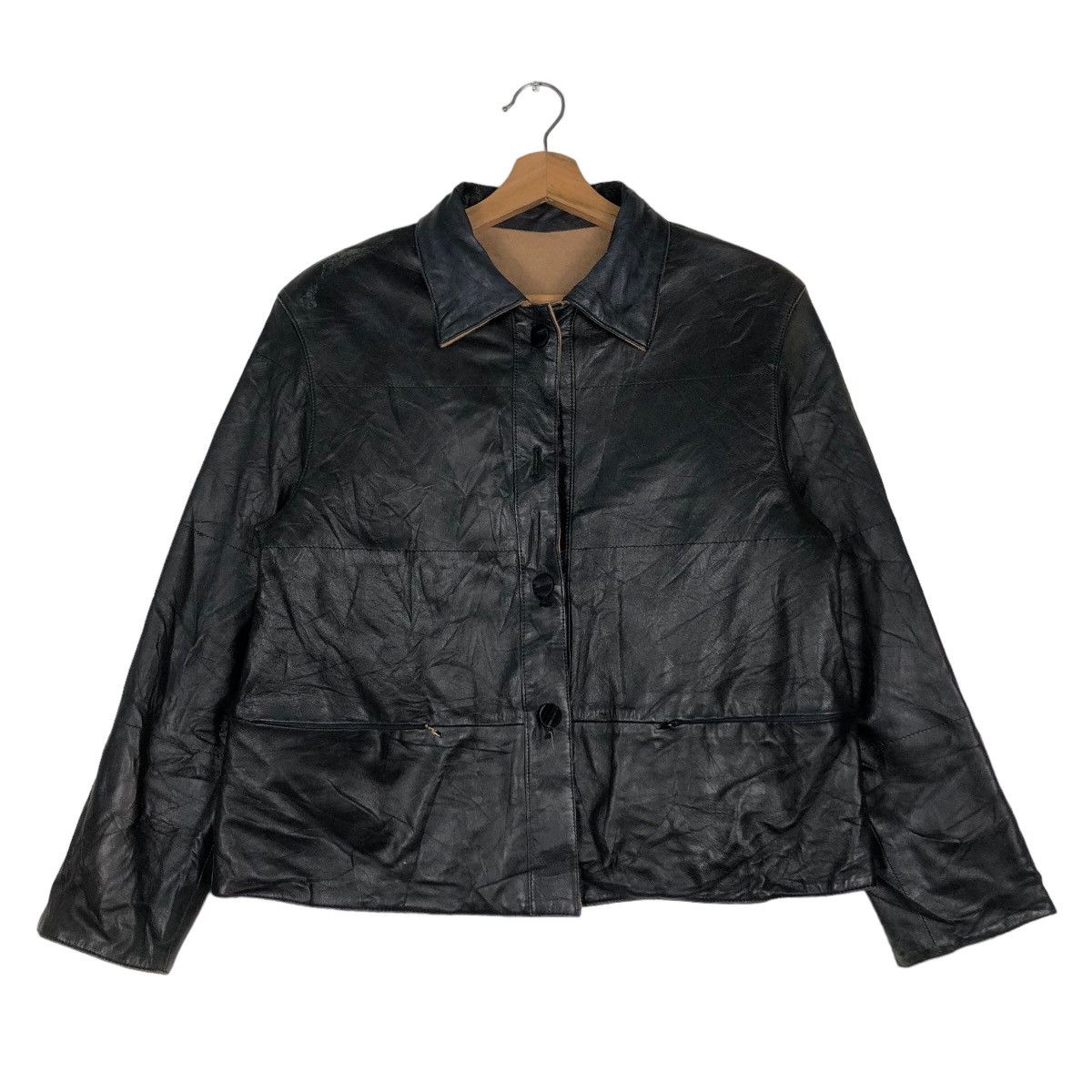 Japanese Brand Cropped Biker Racer Leather Jacket Donna Japan Issey Miyake Size US M / EU 48-50 / 2 - 1 Thumbnail