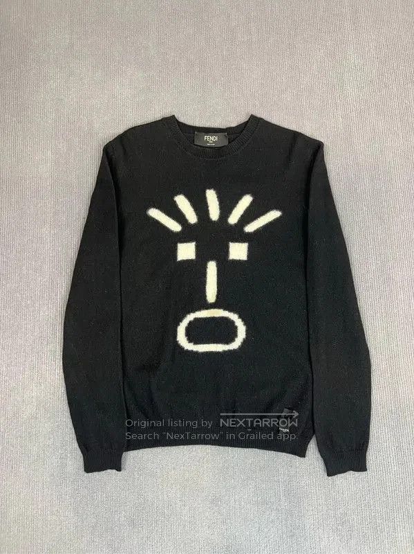 Fendi Fendi Black Wool Women's Sweater with Design . Size L / US 10 / IT 46 - 1 Thumbnail