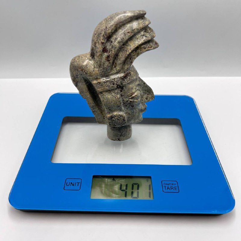 Vintage Indonesian Hand Carved Stone Head Sculpture Primitive Size ONE SIZE - 6 Thumbnail