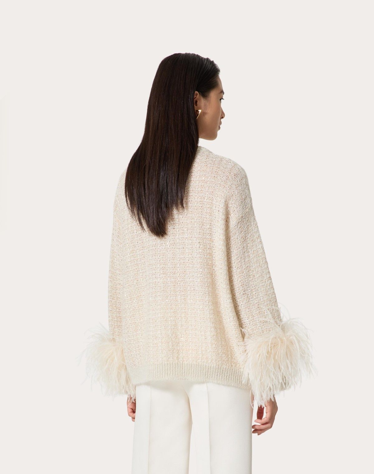 Valentino o1s1wg110525 Jumper In Lurex Mohair And Sequin in White Size XS / US 0-2 / IT 36-38 - 5 Thumbnail