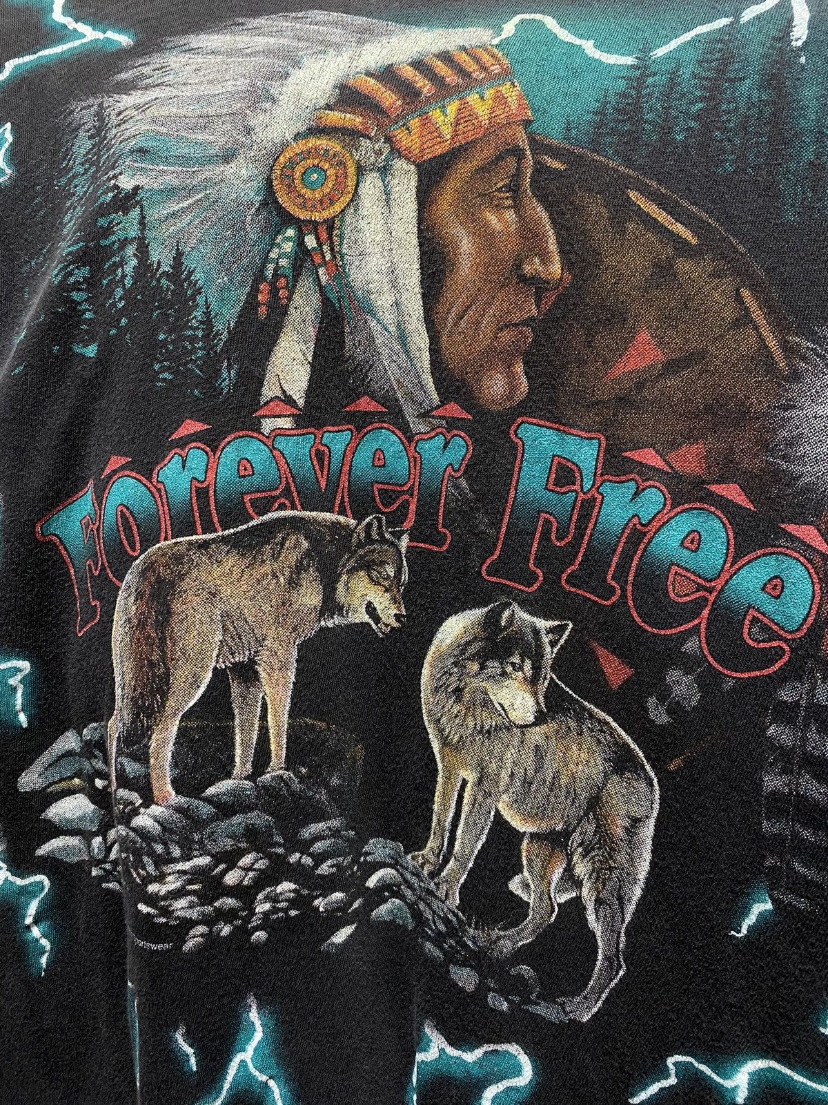 Vintage Vintage 90’s American Thunder Wolves Tee Shirt Medium Size US M / EU 48-50 / 2 - 5 Thumbnail