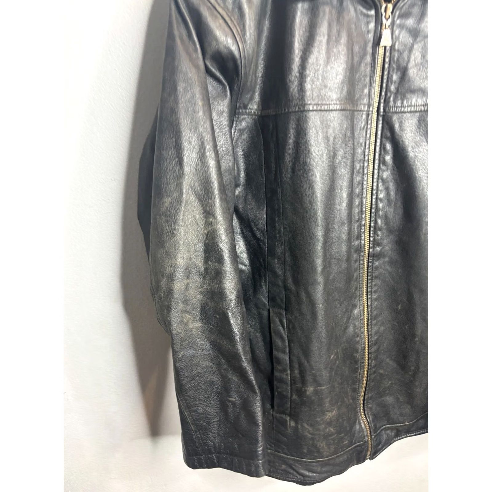 Wilson Wilson Leather M Julian Jacket Mens M Full Zip Biker Moto Grunge Classic 4481 Black Solid Vintage No N/A Size US M / EU 48-50 / 2 - 2 Thumbnail