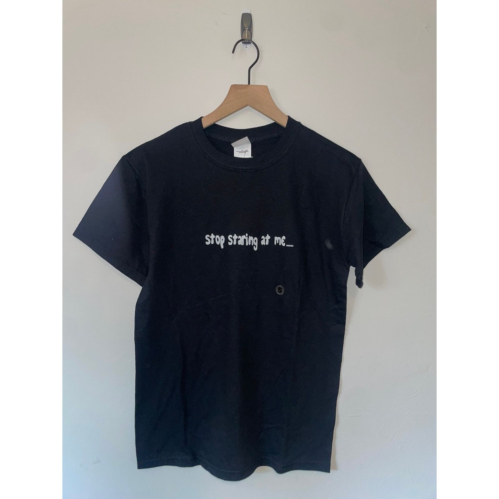 Gildan Y2K Stop Staring At Me Joke Humor Black Shirt 2000s S Small Size US S / EU 44-46 / 1 - 1 Thumbnail