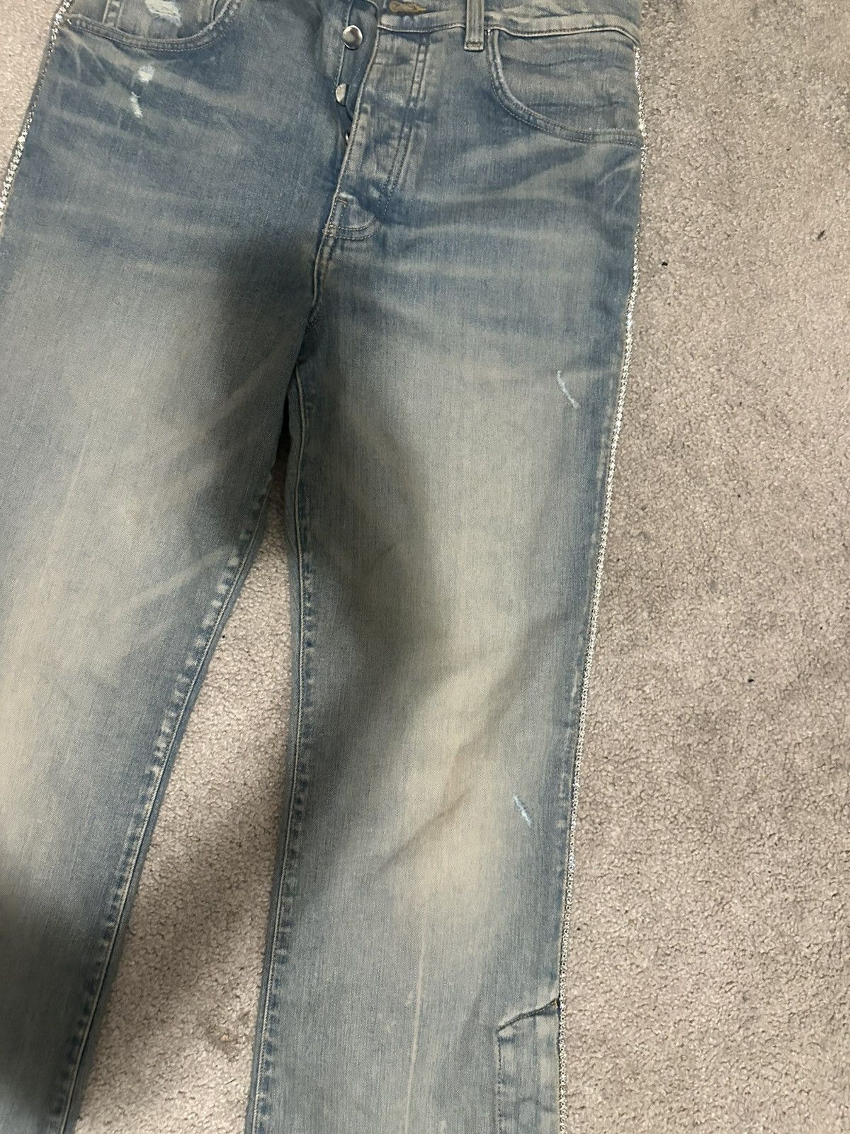Amiri Amiri Distressed embellished denim jeans Size US 31 - 3 Thumbnail