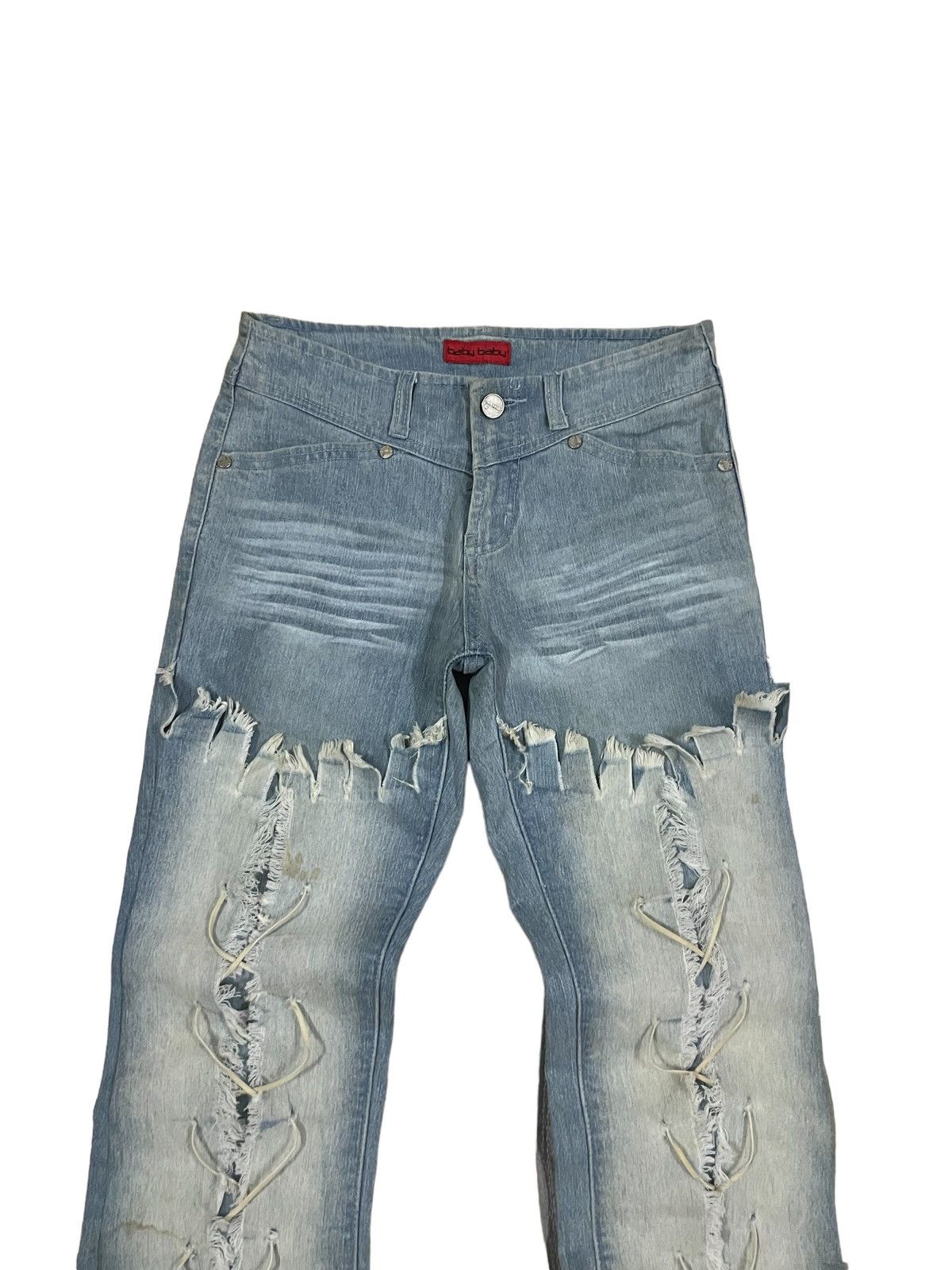 Rick Owens Vintage Japanese Brand Bondage Style Mad Punk Flare Jeans Size 26" / US 2 / IT 38 - 2 Thumbnail