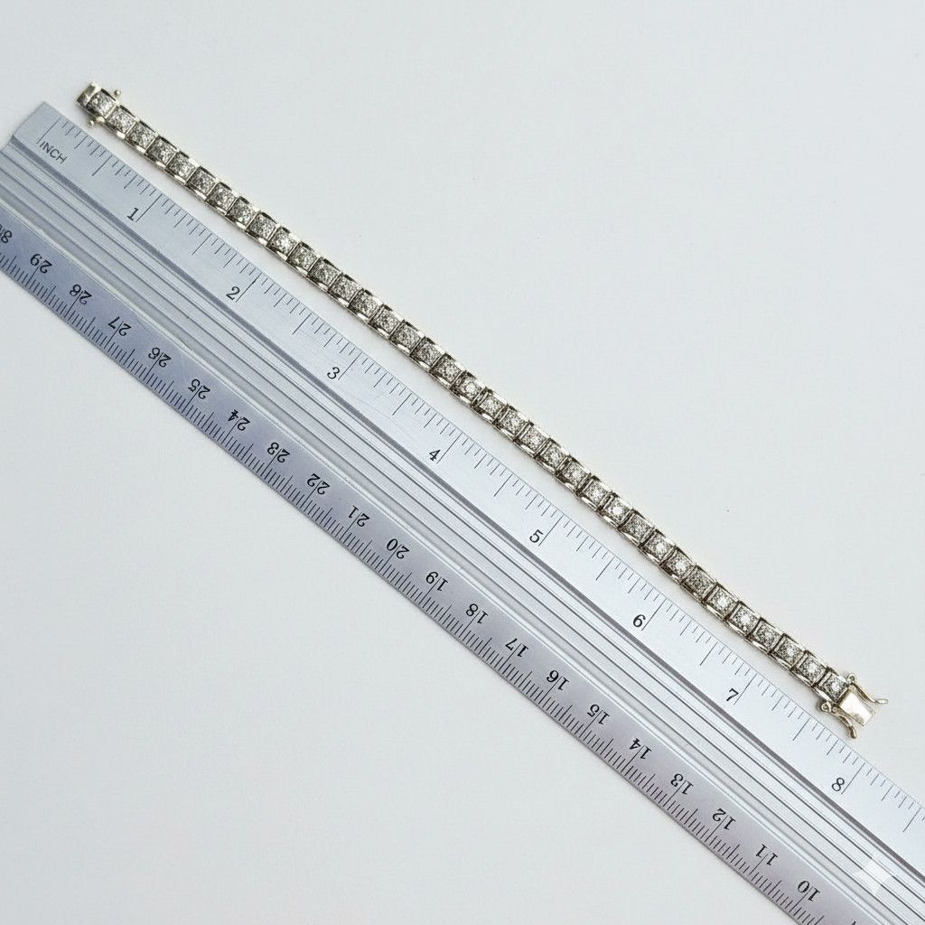 Other Tennis Bracelet 7.5" 925 Silver Gold Vermiel Square Link Size ONE SIZE - 11 Thumbnail