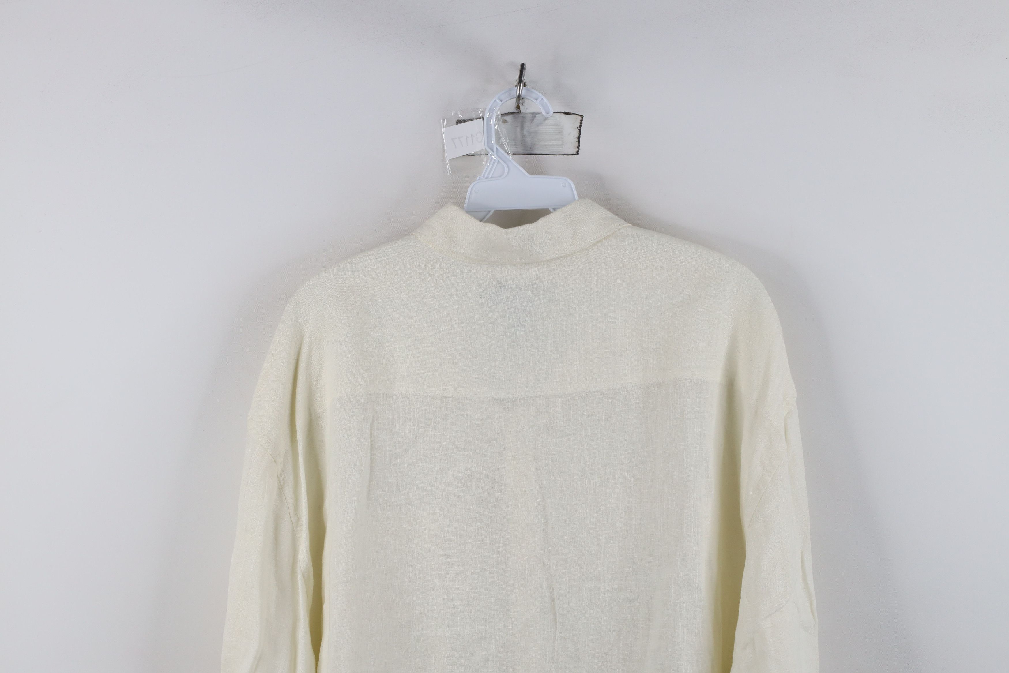 Vintage Vintage 90s Streetwear Linen Collared Button Shirt Cream Size US XXL / EU 58 / 5 - 12 Thumbnail