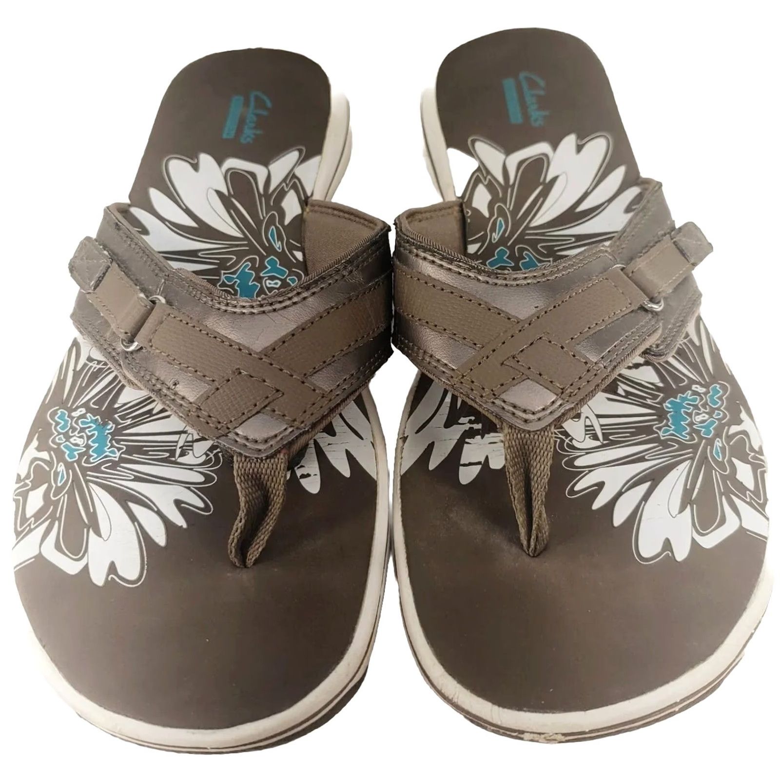 Clarks Clarks Brinkley Soft Thong Sandals Women's 10M Gray Metallic Adjustable Strap Casual Sandal Size US 10 / IT 40 - 3 Thumbnail