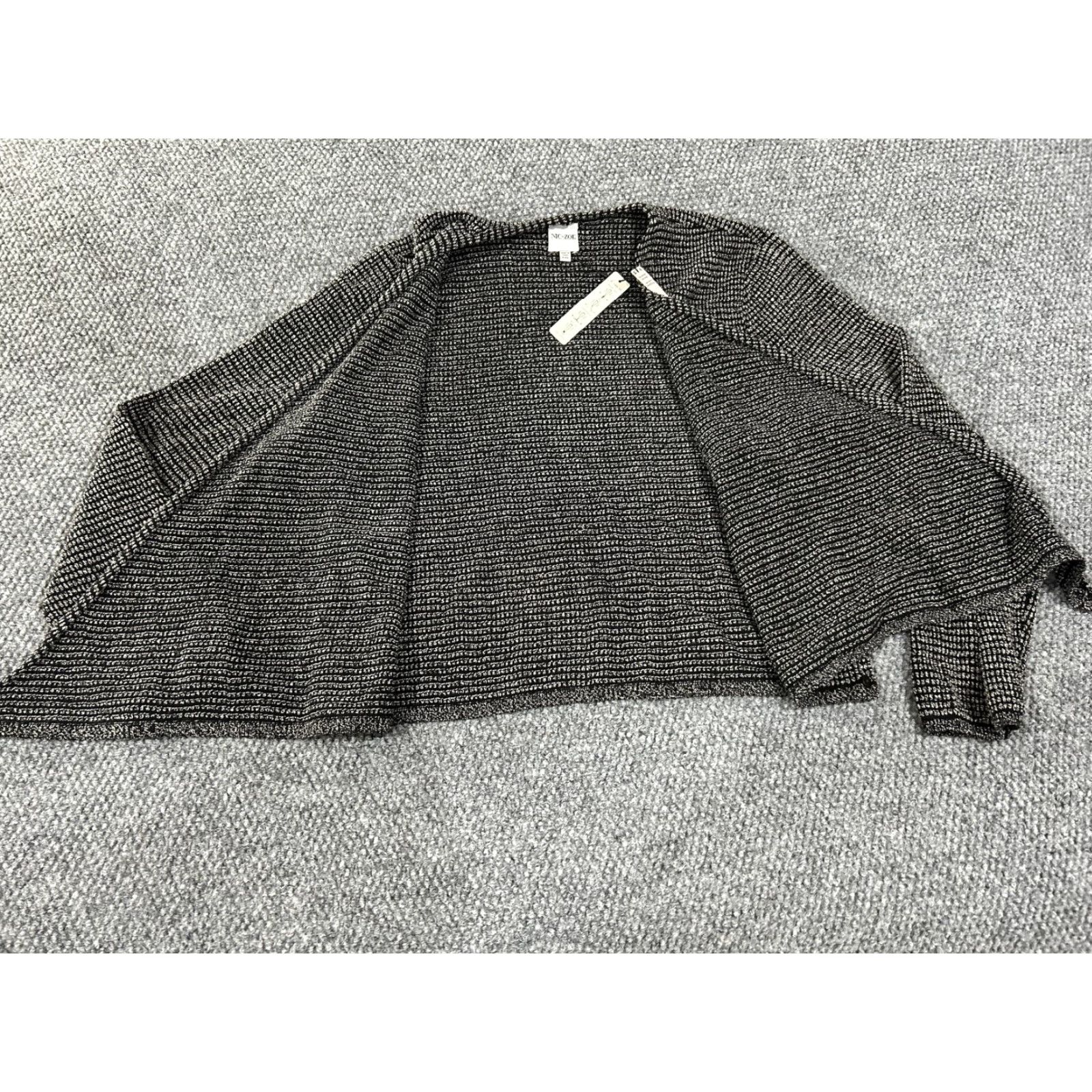 NIC+ZOE NIC+ZOE Sweater Womens XXL Black Neutral Multi Striped Wrap Cardigan Knit Size XXL / US 16-18 / IT 52-54 - 6 Thumbnail