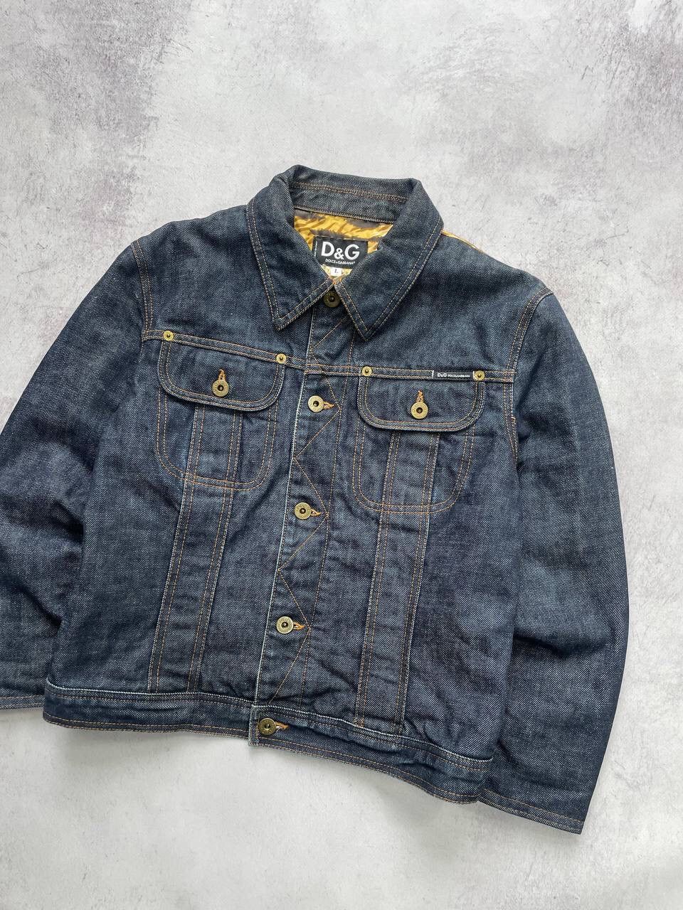 Dolce & Gabbana × Japanese Brand × Vintage Vintage Crazy Dolce & Gabbana Denim Tiger Jacket Y2K Size S / US 4 / IT 40 - 2 Thumbnail