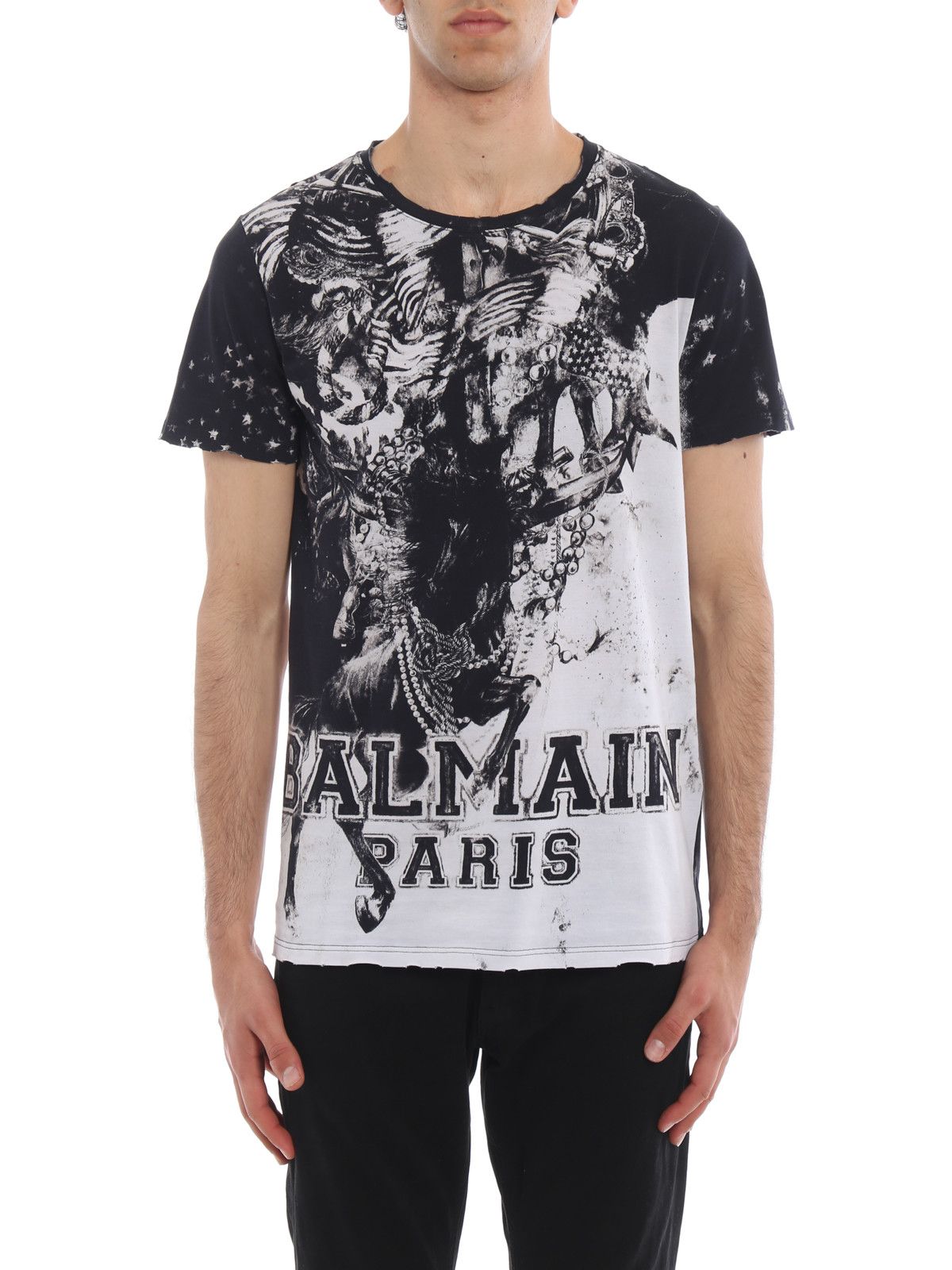 Balmain o1mle0125 Horse Print T-Shirt in Noir & Blanc Size US XL / EU 56 / 4 - 3 Thumbnail