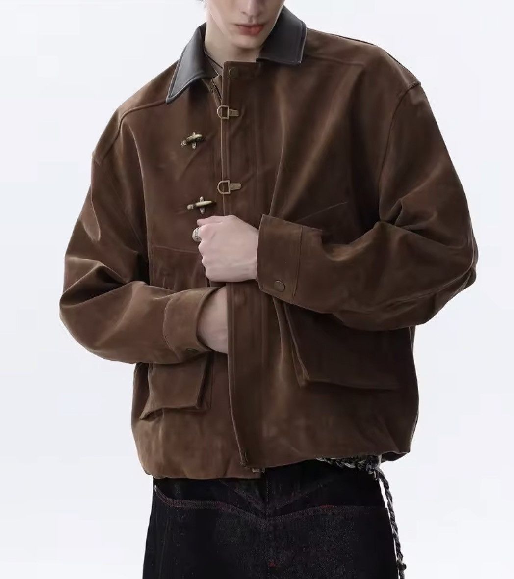 Japanese Brand Toggle Button Collar Pu Leather Jacket Size US XXL / EU 58 / 5 - 2 Thumbnail
