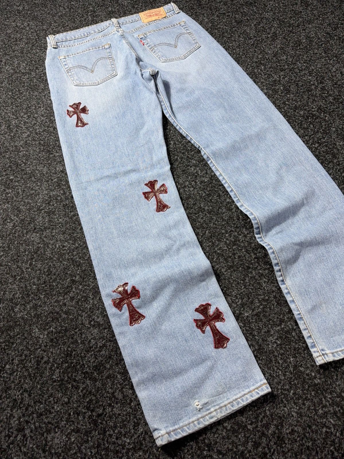Levi's Vintage Clothing Vintage 90s Custom Chrome Hearts Style Rock Cross Punk Jeans Size US 33 - 11 Thumbnail