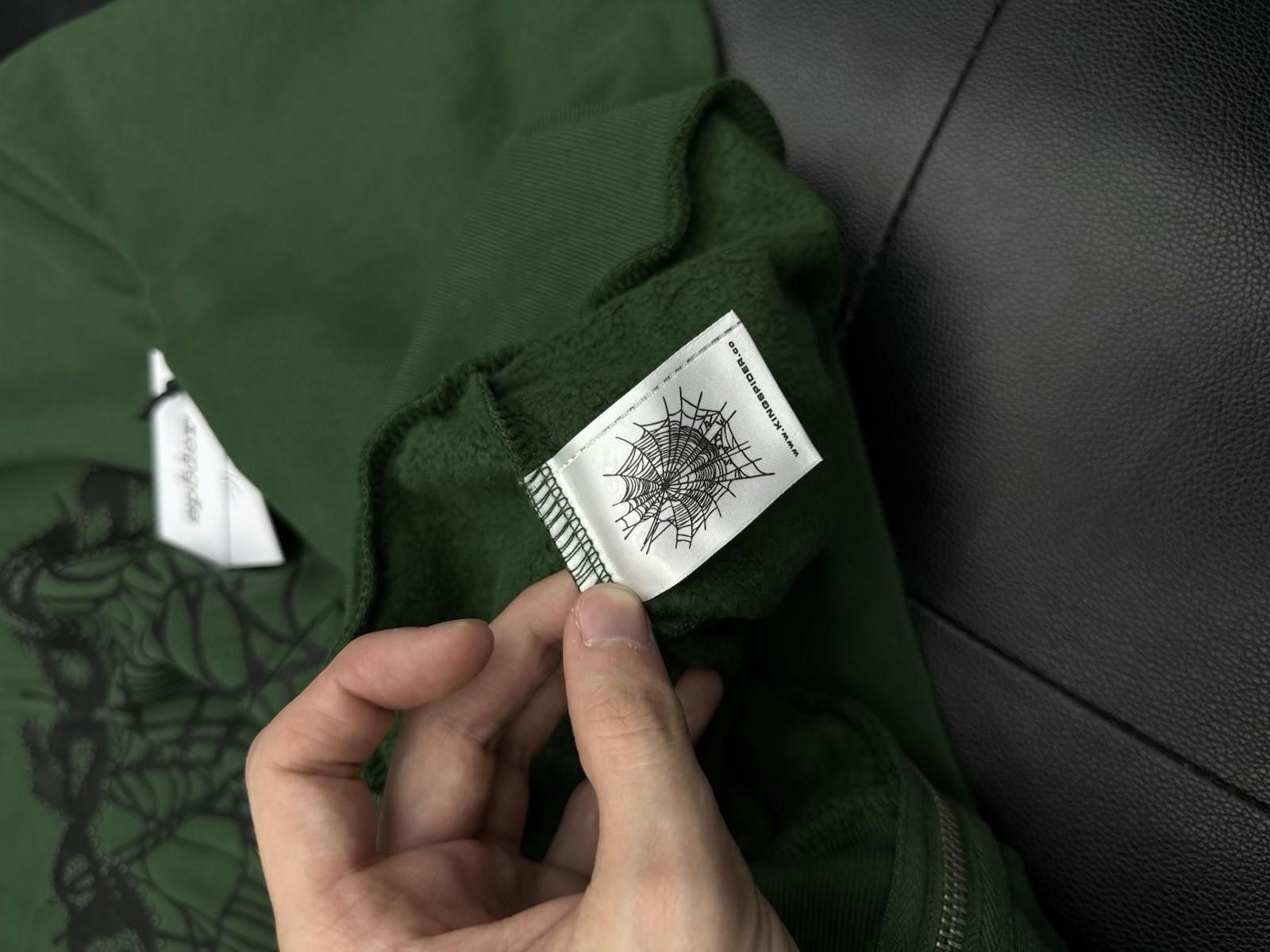 Sp5der Sp5der Worldwide Green Zip Up Studded Hoodie Size XL Size US XL / EU 56 / 4 - 6 Thumbnail