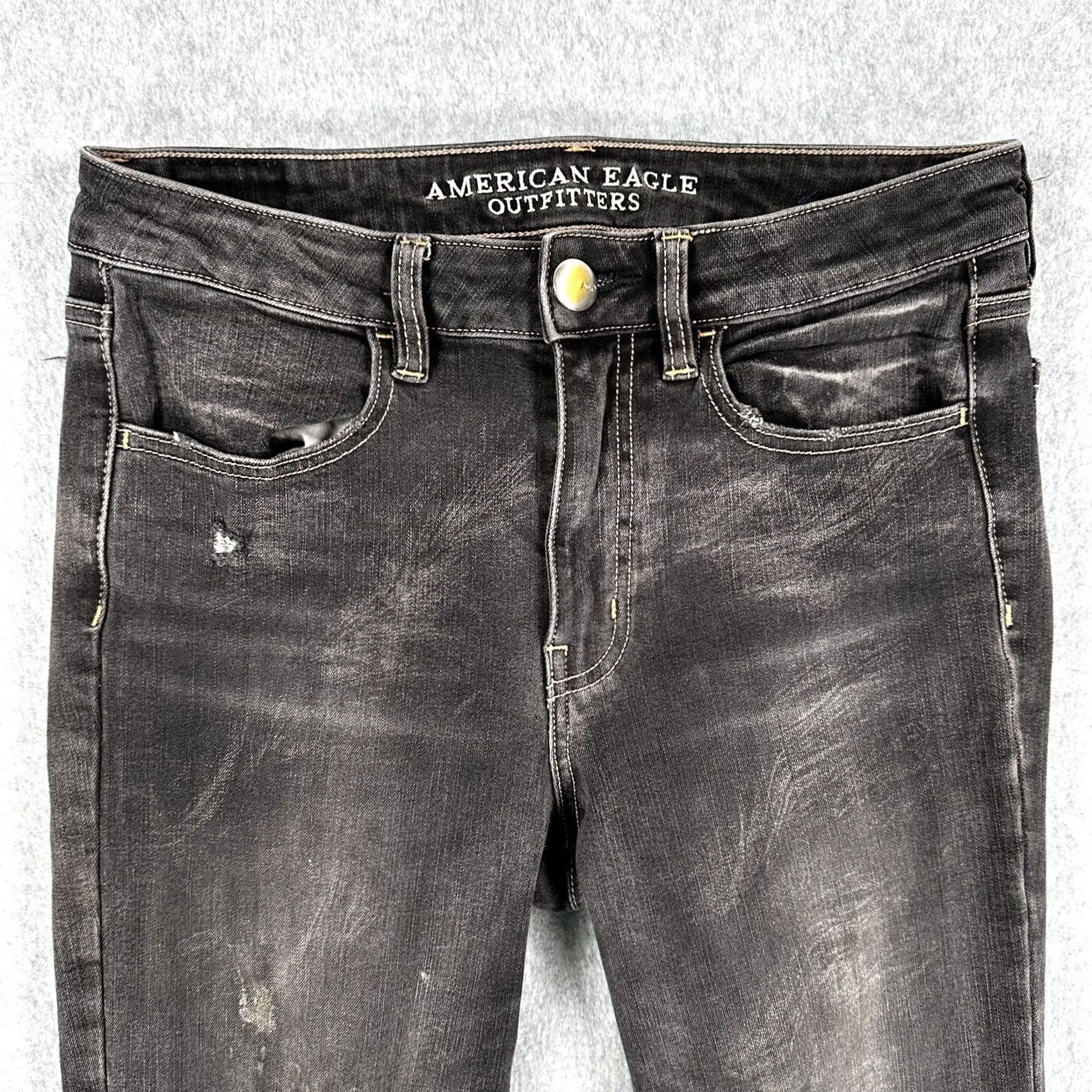 American Eagle Outfitters American Eagle Outfitters Skinny Jeans Gray Women's 6 Jegging Super Stretch Denim 5-Pocket Classic Modern Everyday Size 28" / US 6 / IT 42 - 3 Thumbnail