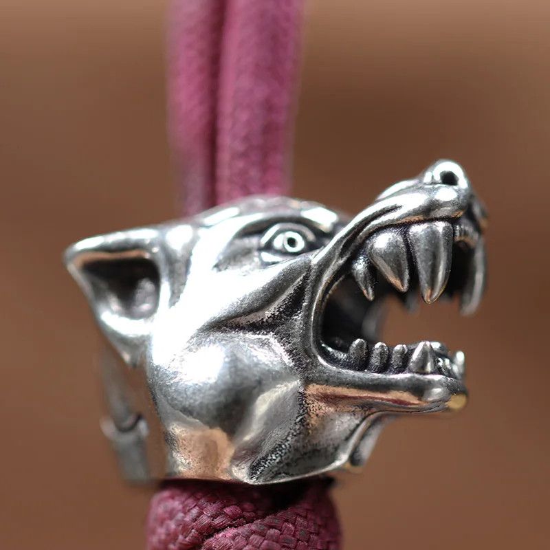Handmade 3Pcs Wolf Knife Beads Paracord Bead Zipper Umbrella Rope Size ONE SIZE - 1 Thumbnail