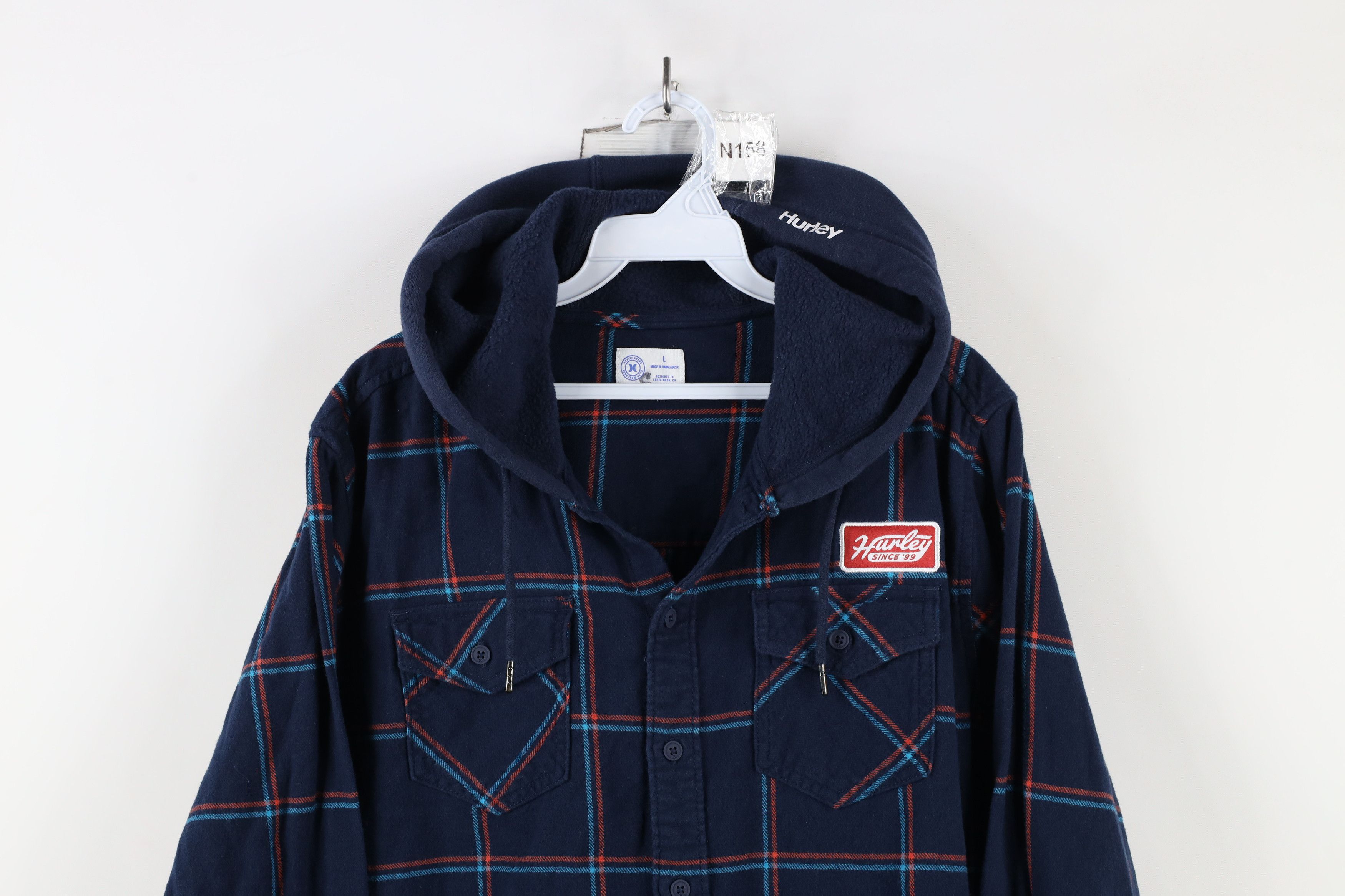 Hurley × Vintage Vintage Hurley Surfing Hooded Flannel Button Shirt Jacket Size US L / EU 52-54 / 3 - 2 Thumbnail