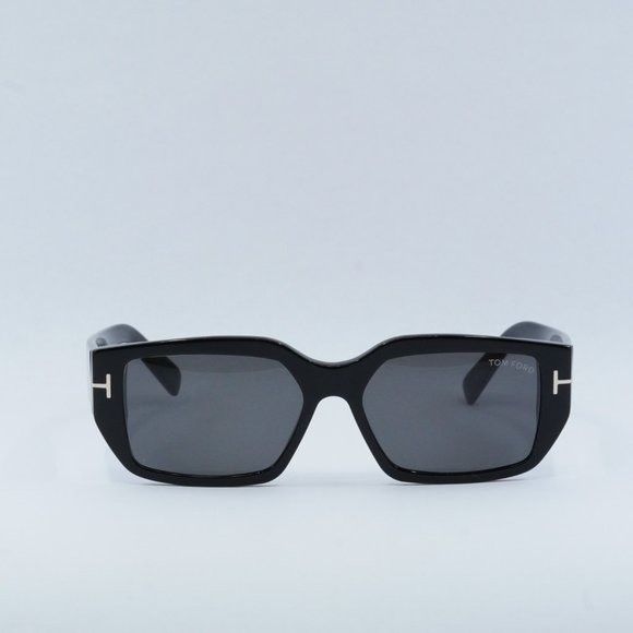 Tom Ford Tom Ford Silvano-02 FT0989 01A Sunglasses Black Rectangle Size ONE SIZE - 2 Thumbnail
