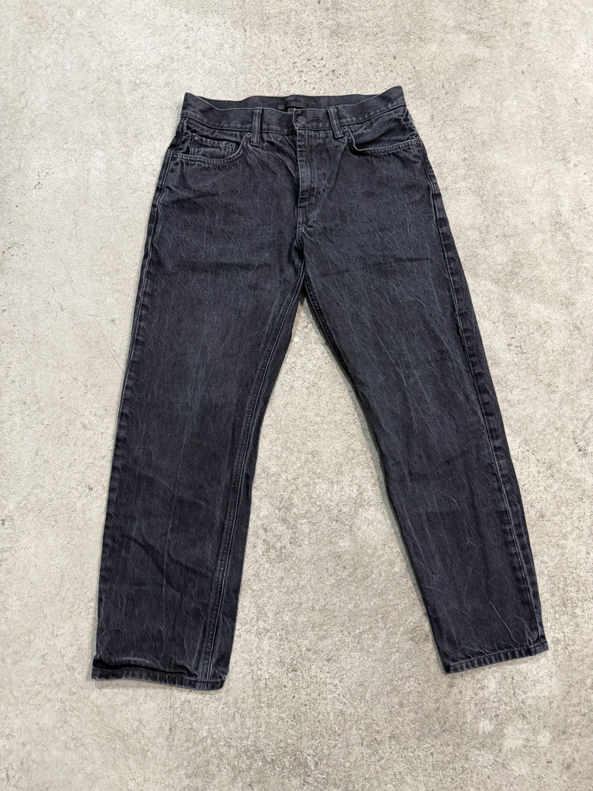 Helmut Lang 1997 Helmut Lang Rubber striped black denim | Grailed