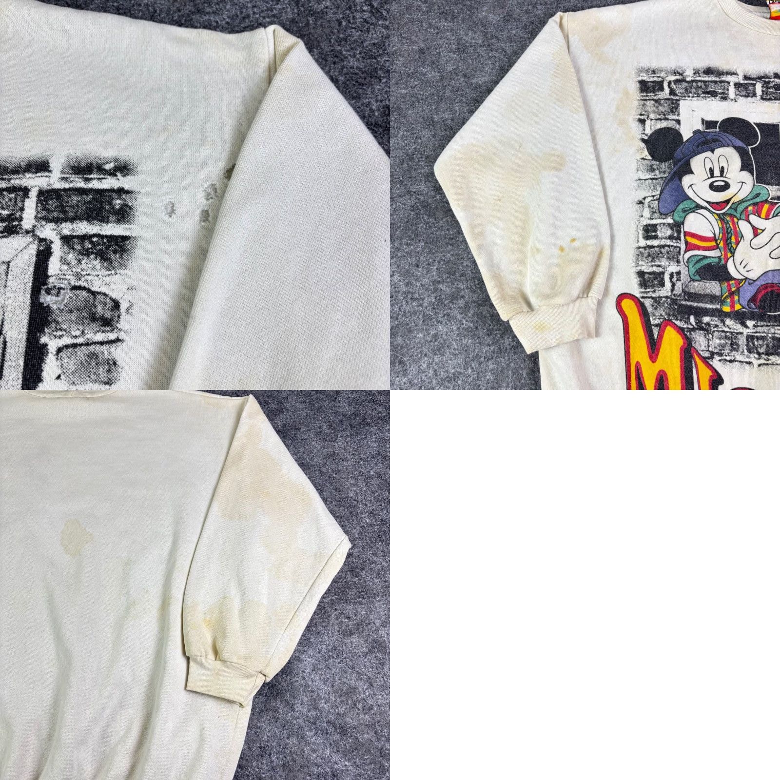 Mickey Unlimited VINTAGE Mickey Unlimited Sweatshirt Cream XL 90s Distressed Graphic Print Mickey Mouse Crew Neck Unisex Adults Men Women Size US XL / EU 56 / 4 - 8 Thumbnail