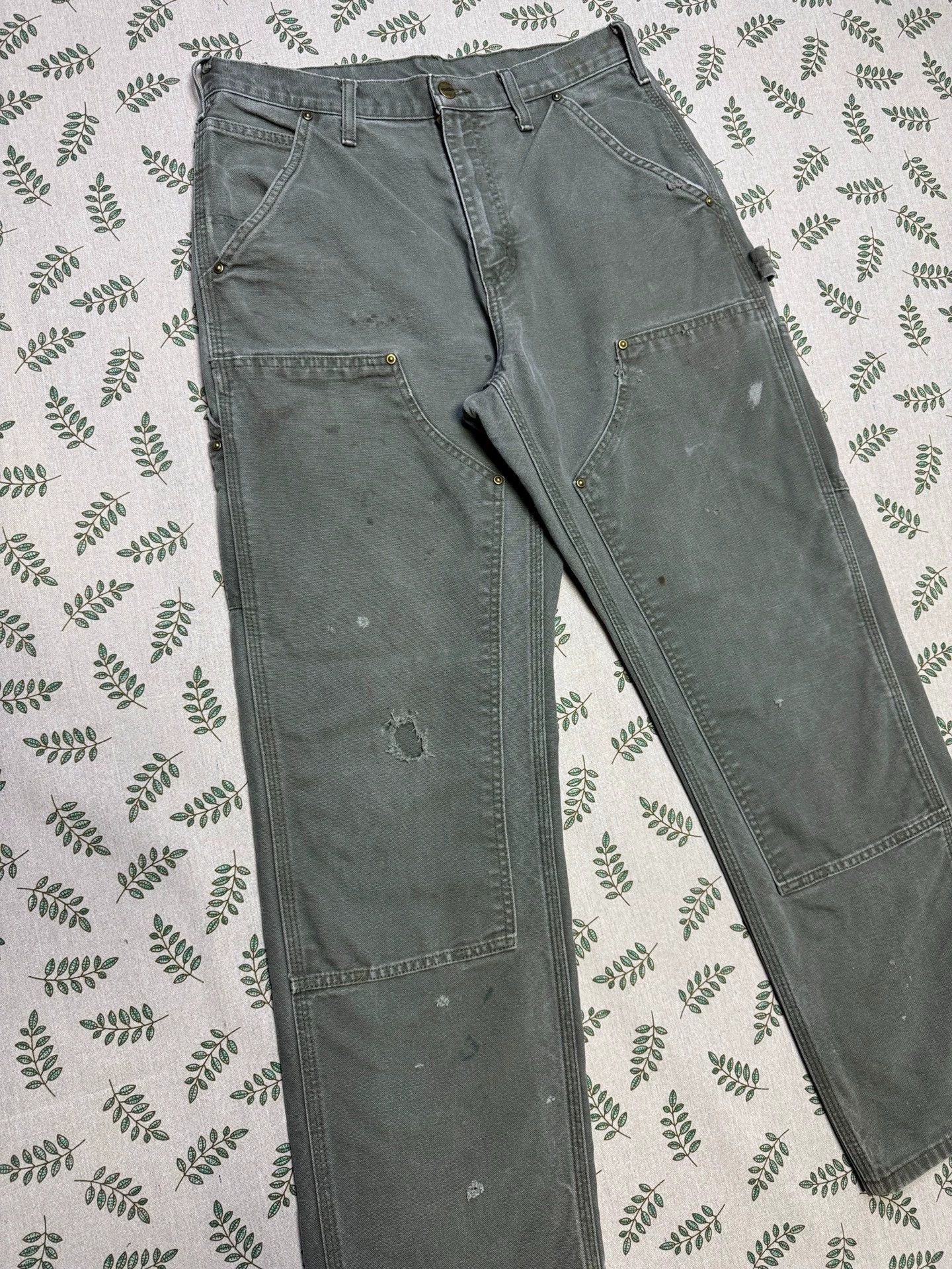 Carhartt Vintage Carhartt B136 Carpenter Pants Moss Green 31x30 Size US 31 - 2 Thumbnail