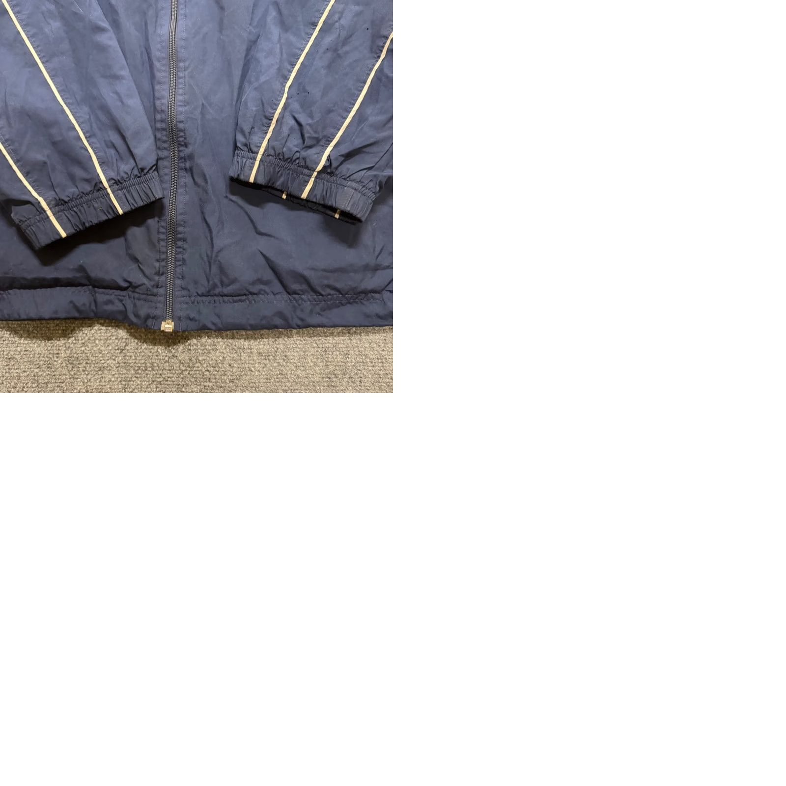 Nike VTG Nike Windbreaker Jacket 2XL Navy Blue Fullzip Striped Nylon Mens Size US XXL / EU 58 / 5 - 9 Thumbnail
