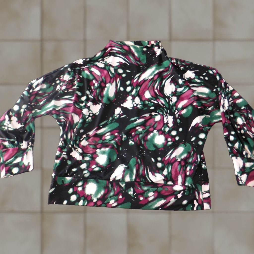 Vintage The Limited Blouse Shirt Womens Medium Green Lightweight Crew Neck Pullover Regular Polyester Spandex Rayon Geometric Casual Classic Size M / US 6-8 / IT 42-44 - 1 Thumbnail