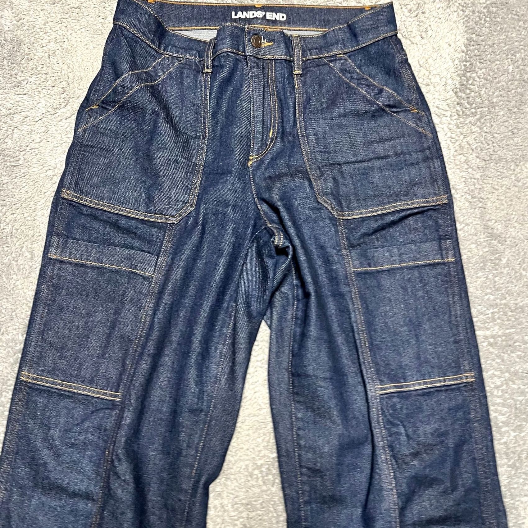 Lands' End Lands' End Jeans Womens 12 Utility Dark Wash Wide Leg Baggy Denim Jeans 33x27.5 Womens Mens? Size 34" / US 12 / IT 48 - 2 Thumbnail