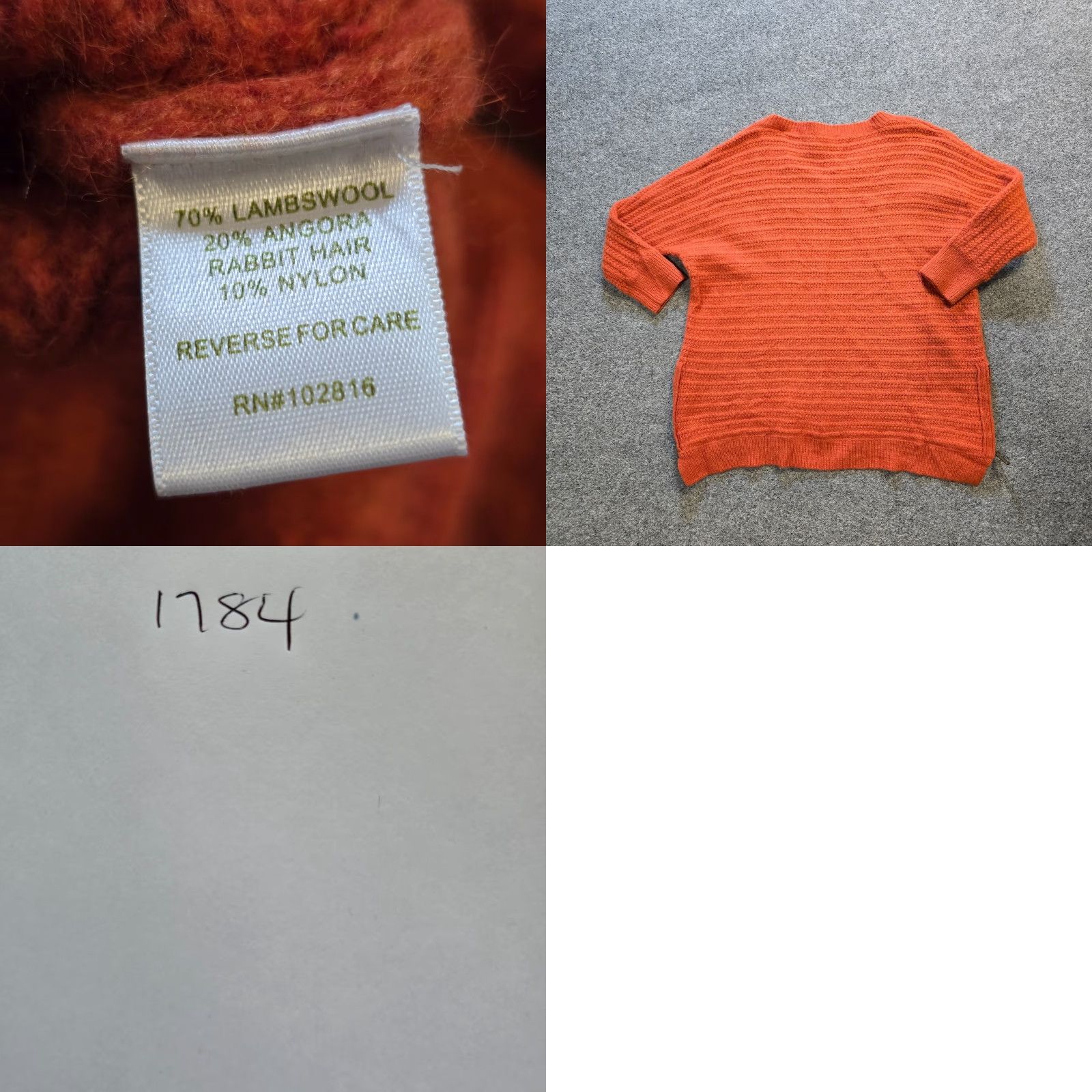 Vintage Garnet Hill Sweater Womens Size L Orange Wool Angora Rabbit Hair Textured Casual Pullover Knit Long Sleeve Round Neck Classic, Regular Fit, Women Size L / US 10 / IT 46 - 8 Thumbnail