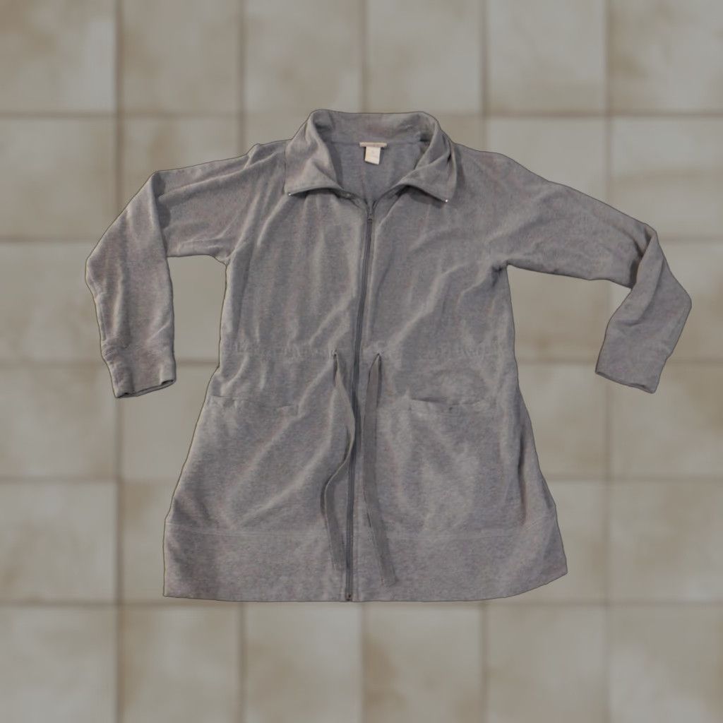 Loft LOFT Jacket Womens Medium Gray Zip Up Long Lightweight Pockets Casual Drawstring Size M / US 6-8 / IT 42-44 - 1 Thumbnail