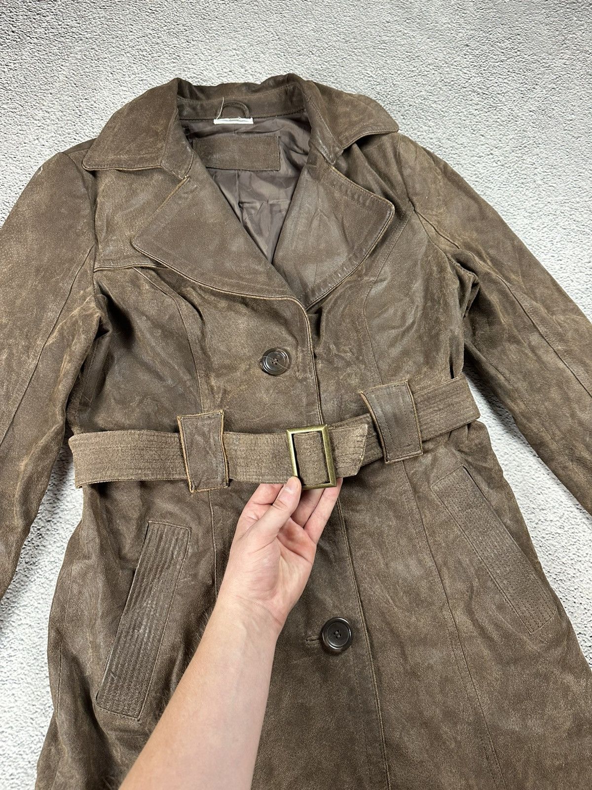 Genuine Leather Diesel Style Genuine Leather Trench Coat Faded Jacket Size M / US 6-8 / IT 42-44 - 5 Thumbnail
