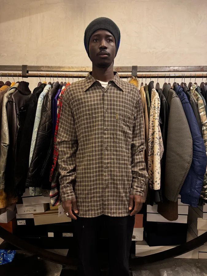 Armani 1990s Armani Checkered Khaki Green Shirt Size US S / EU 44-46 / 1 - 2 Thumbnail