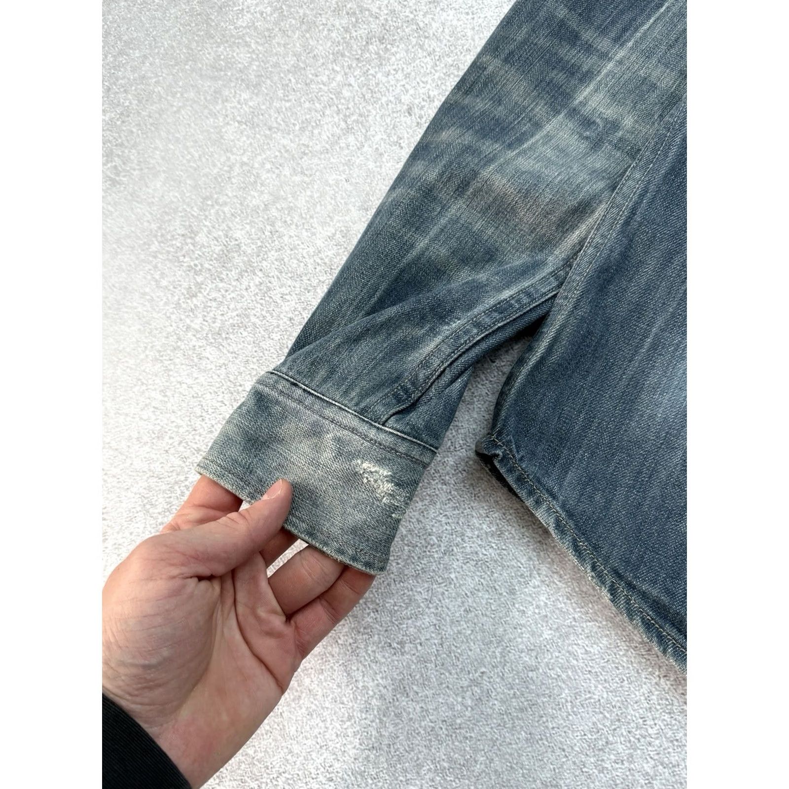 Allsaints AllSaints Denim Shirt Snap Distressed Vintage Blue Button Casual Mens M Blue Denim Y2K Shirt Size US M / EU 48-50 / 2 - 6 Thumbnail
