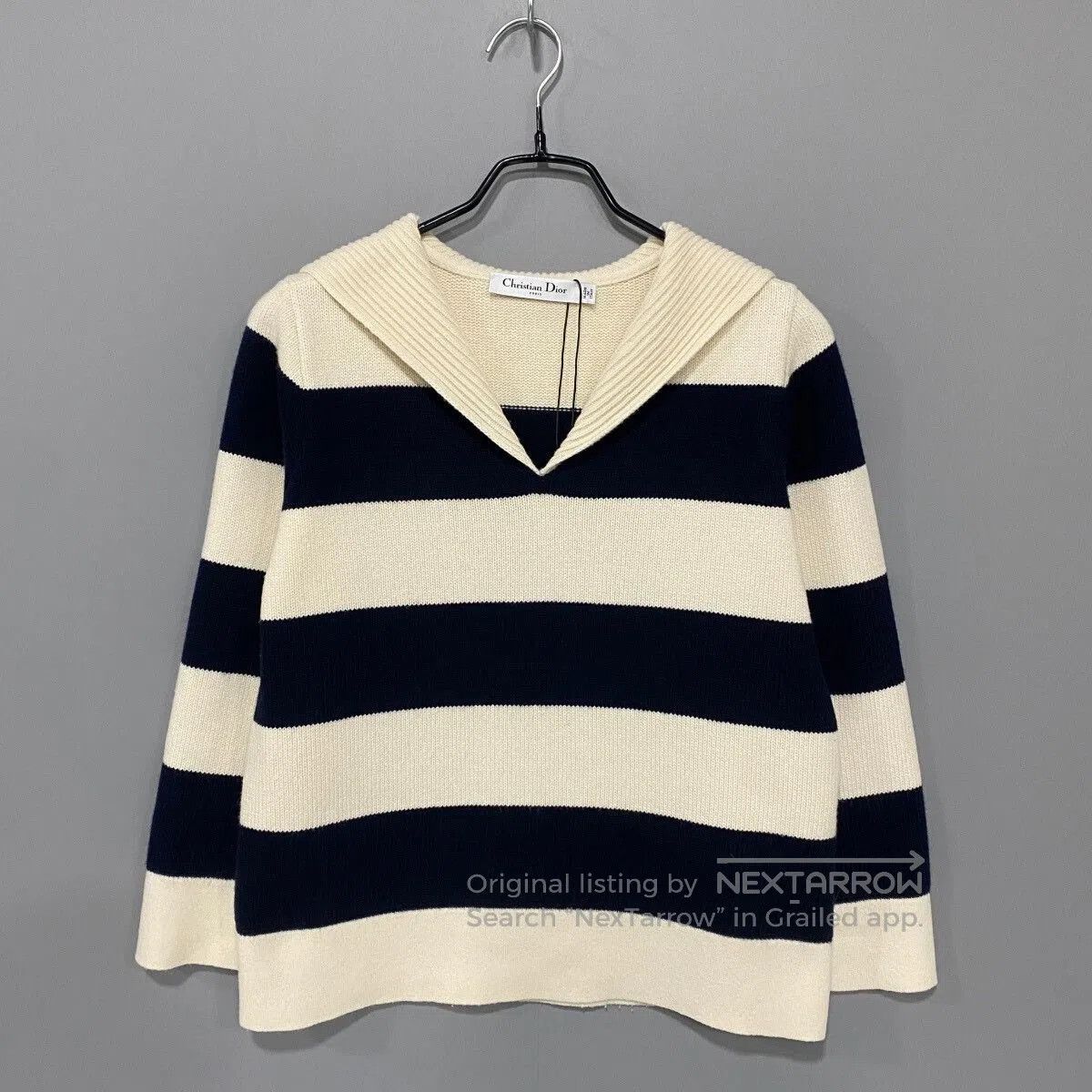 Dior Dior Navy Collar Striped Wool Sweater. Size S / US 4 / IT 40 - 2 Thumbnail
