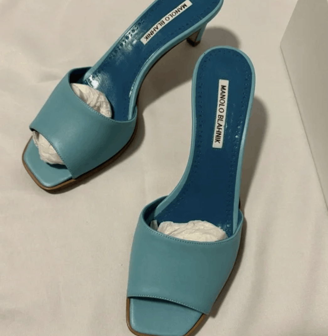 Manolo Blahnik BNIB Authentic Manolo Blahnik blue sandals Size US 9.5 / IT 39.5 - 1 Thumbnail