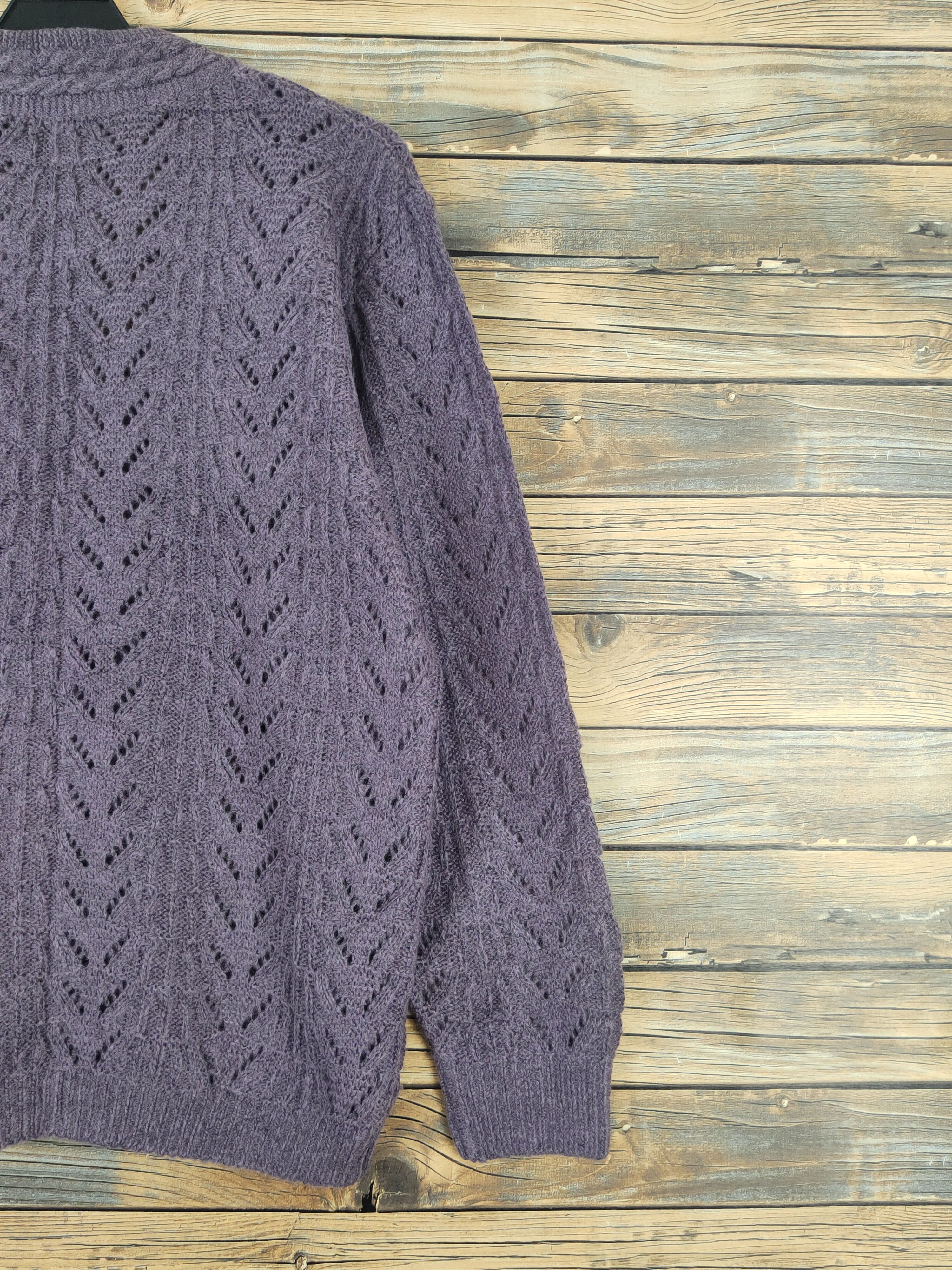Japanese Brand Japan crochet vintage Purple Knitwear Cardigan #W1096 Size US L / EU 52-54 / 3 - 9 Thumbnail