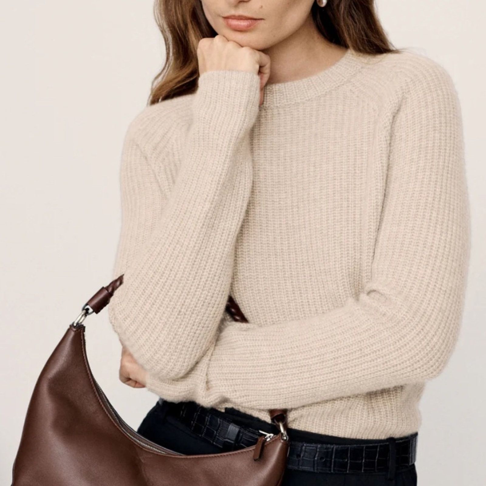 Other Jenni Kayne L Cashmere Fisherman Sweater in Oatmeal Size L / US 10 / IT 46 - 2 Thumbnail