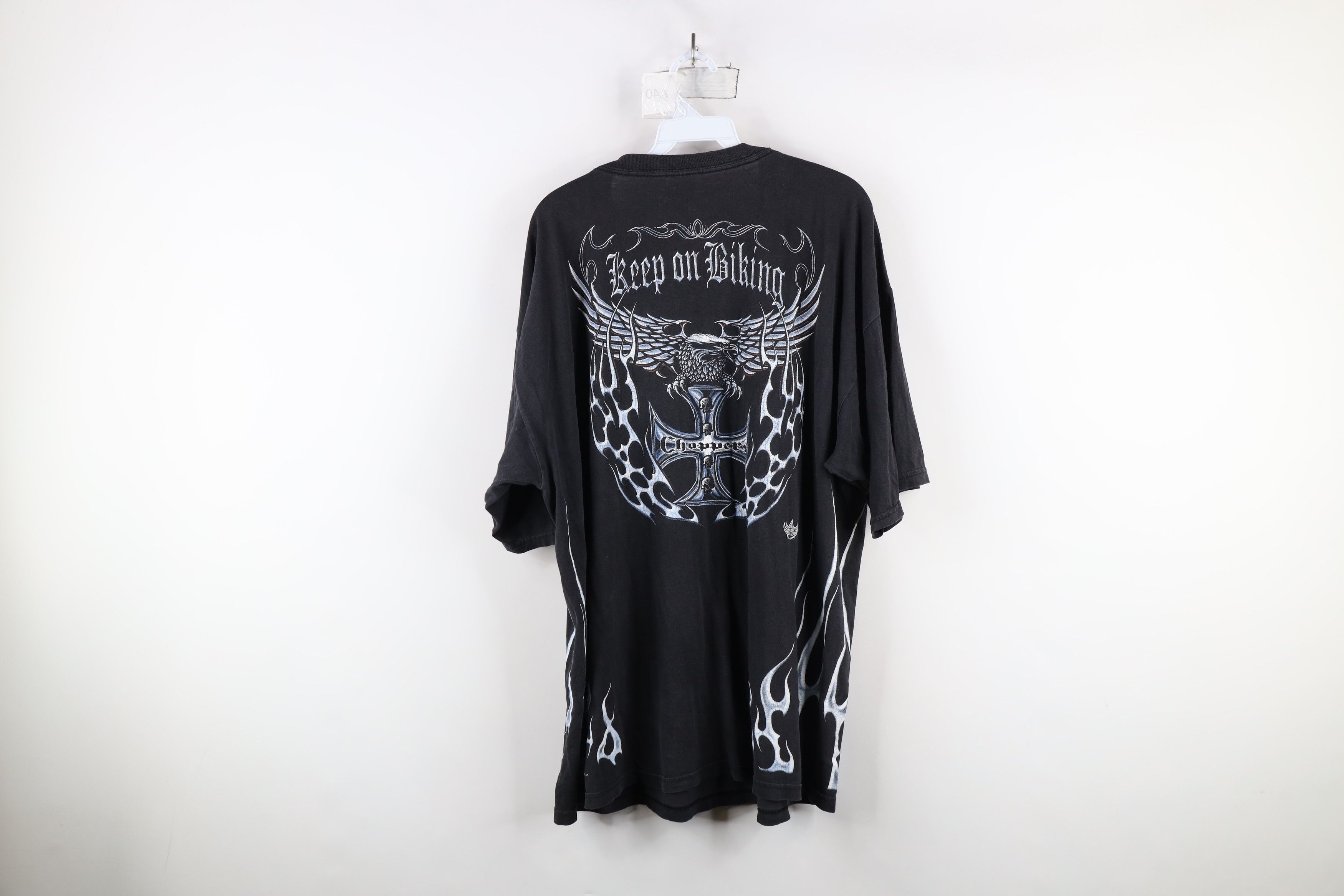 Vintage Vintage 90s Y2K Streetwear Cross Tribal Fire Flames T-Shirt Size US XL / EU 56 / 4 - 14 Thumbnail
