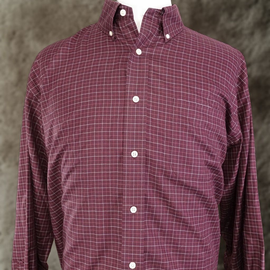 Cremieux VINTAGE Daniel Cremieux Check Shirt Men's XL Burgundy Cotton Classic Fit Button-Up Size US XL / EU 56 / 4 - 1 Thumbnail