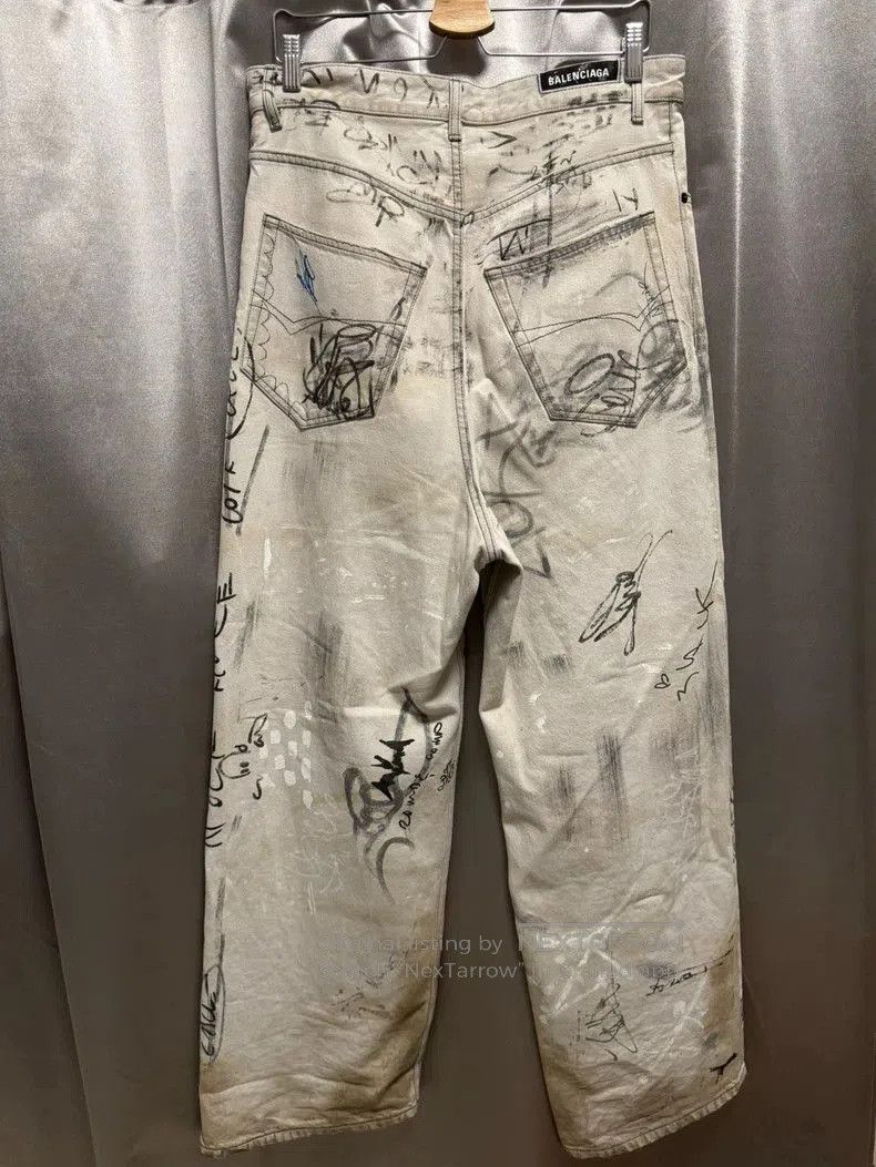 Balenciaga Balenciaga Graffiti Distressed Loose Denim Pants. Size US 34 / EU 50 - 2 Thumbnail