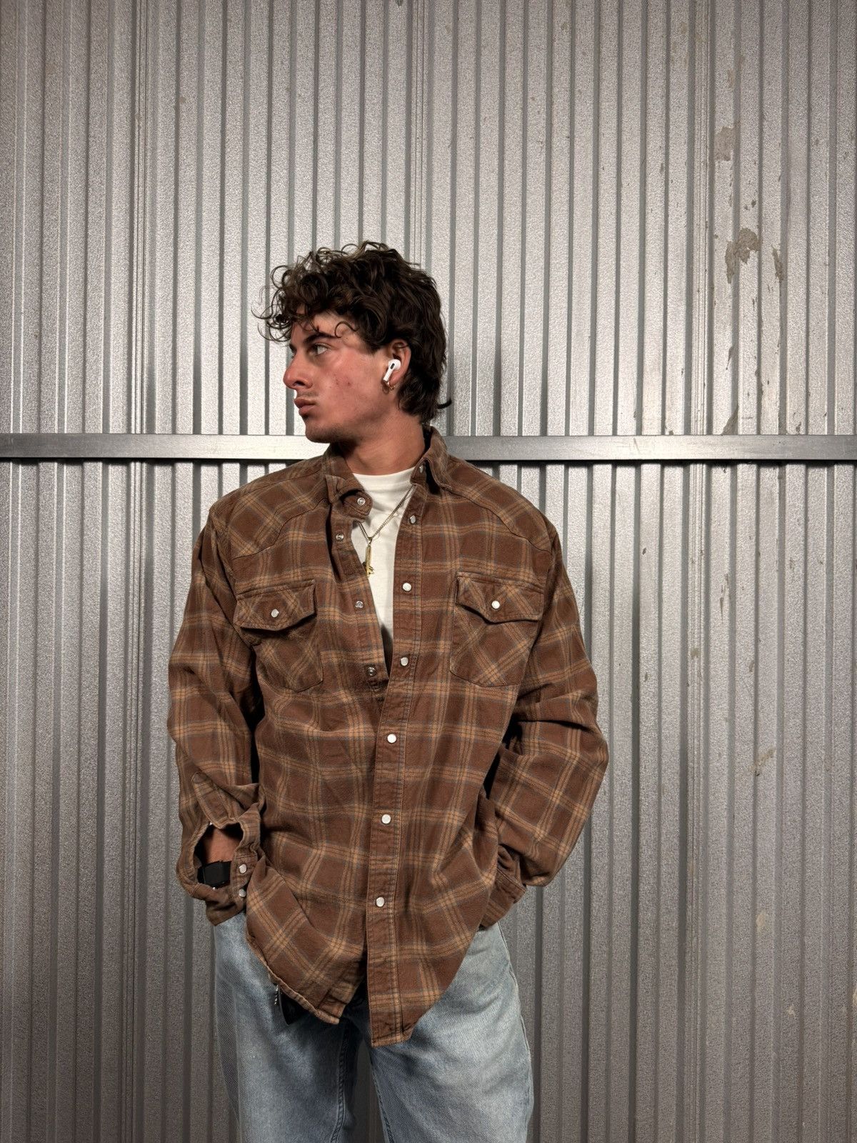 Other 90s Vintage Field In Frost Pearl Snap Brown Western Shirt Size US XL / EU 56 / 4 - 1 Thumbnail