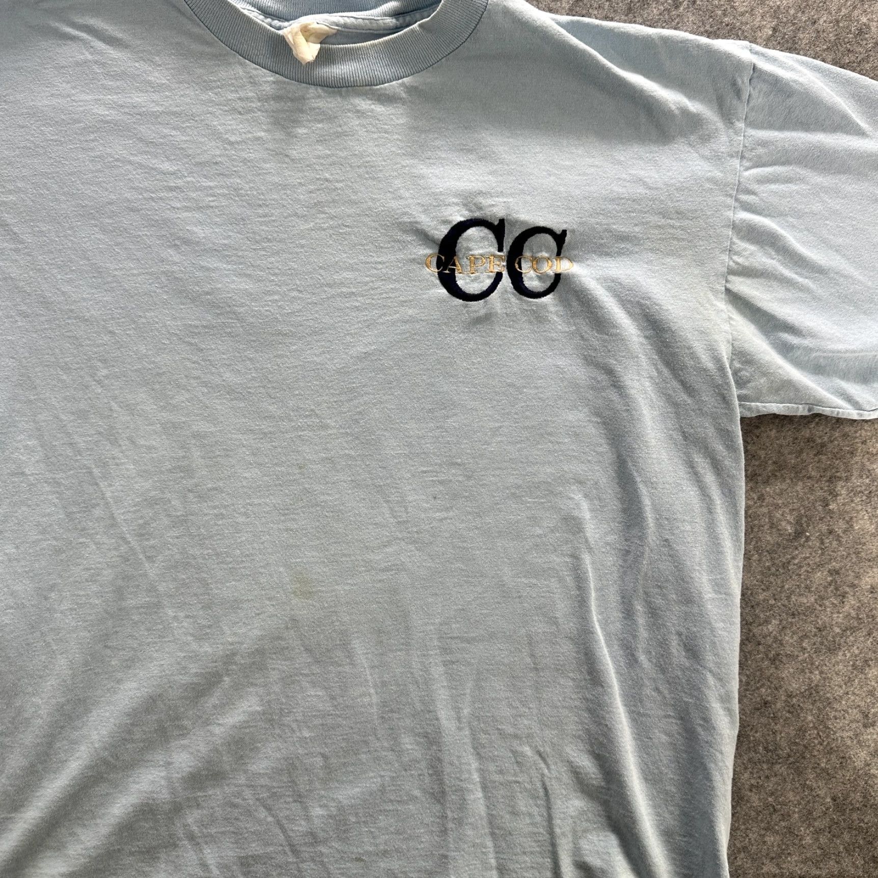 Vintage VINTAGE Cotton T-Shirt Mens XL Blue Short Sleeve Crew Neck Casual Travel Beach Souvenir with Embroidered CC Logo Size US XL / EU 56 / 4 - 2 Thumbnail