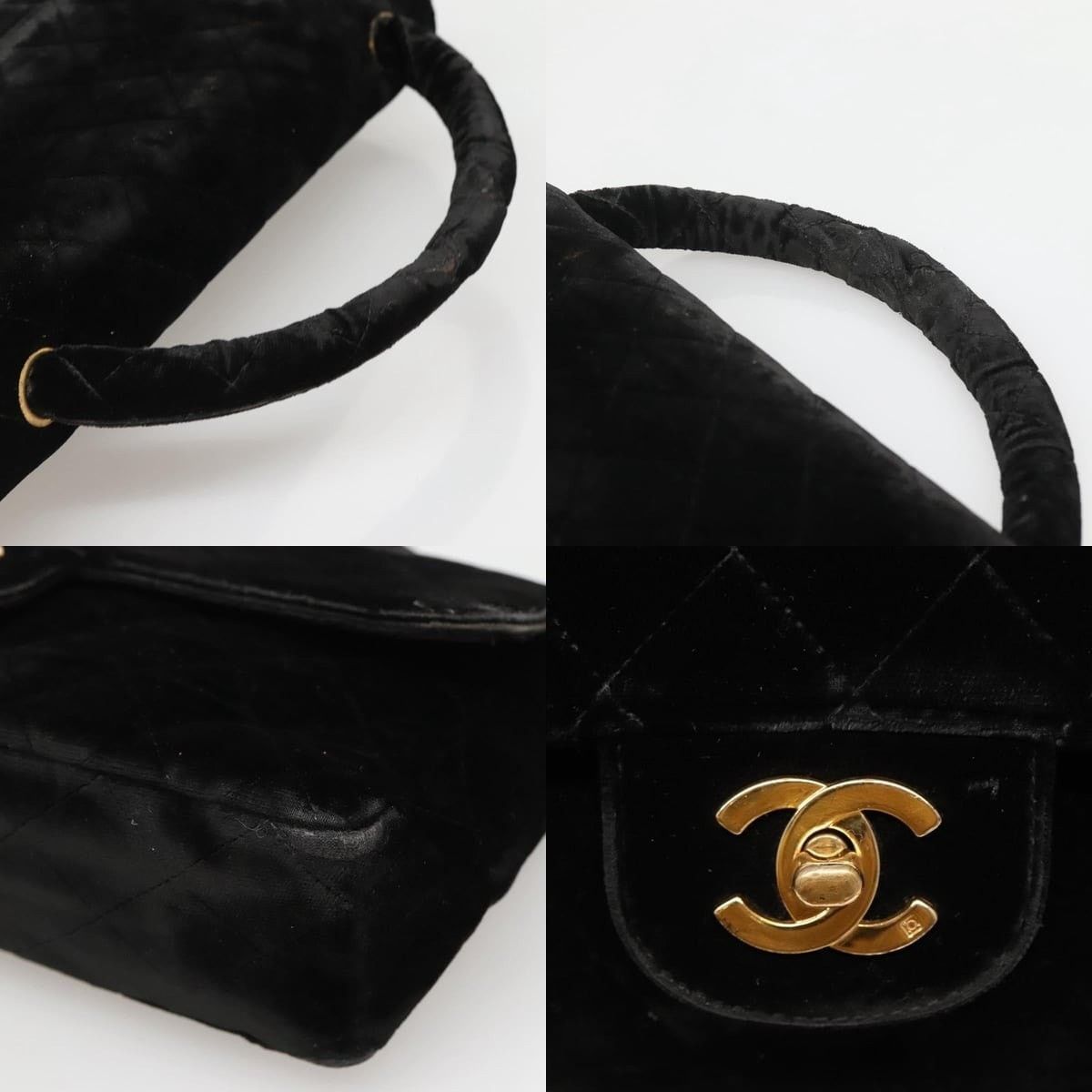 Chanel Chanel Matelasse Handbag Velour Black Gold CC Size ONE SIZE - 4 Thumbnail