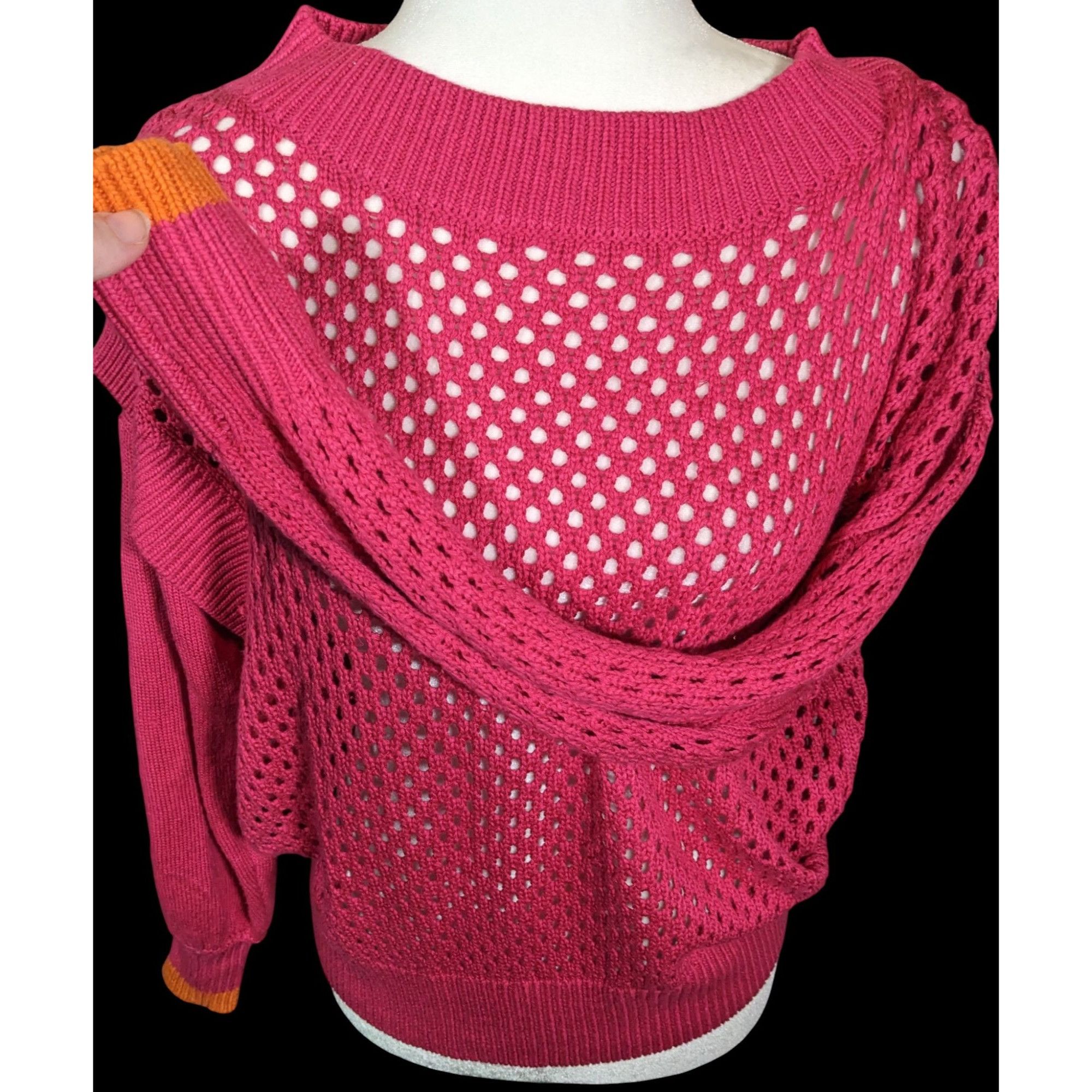 Other Velez Artisan Pink Asymmetrical Sweater With Orange Cuffs Size M / US 6-8 / IT 42-44 - 3 Thumbnail