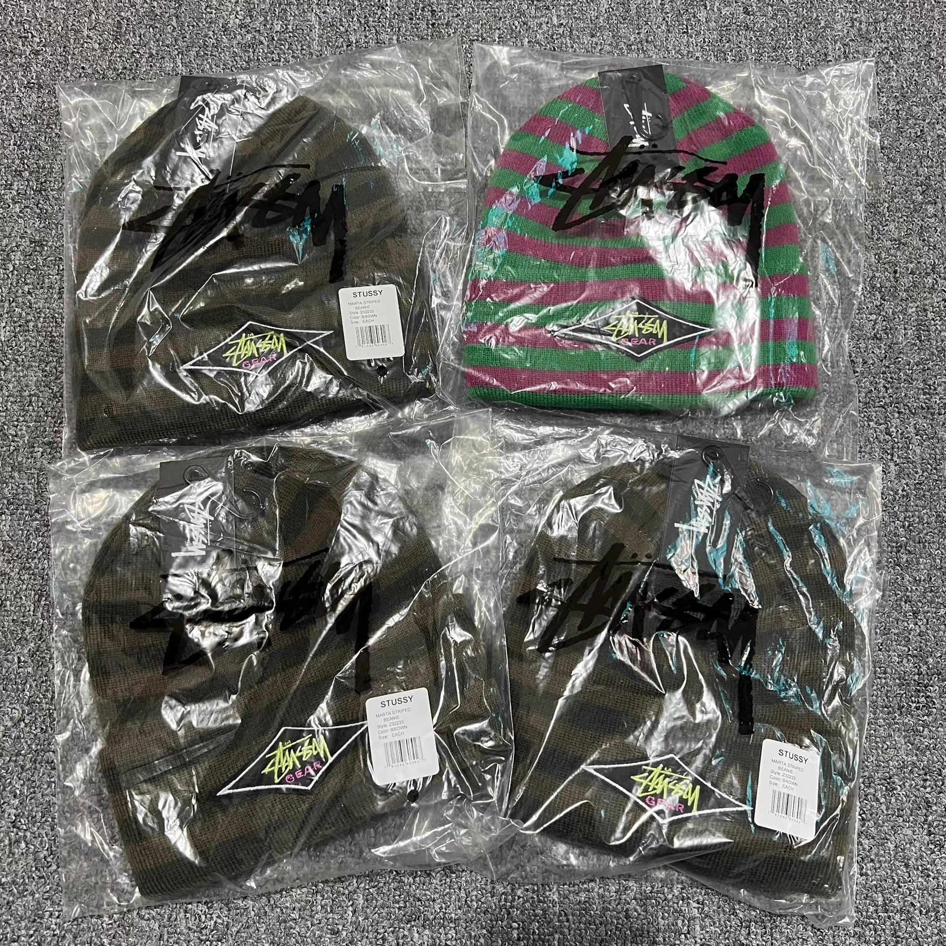 Stussy Stussy Color Block Striped Embroidered Knit Beanie Q7 Size ONE SIZE - 2 Thumbnail