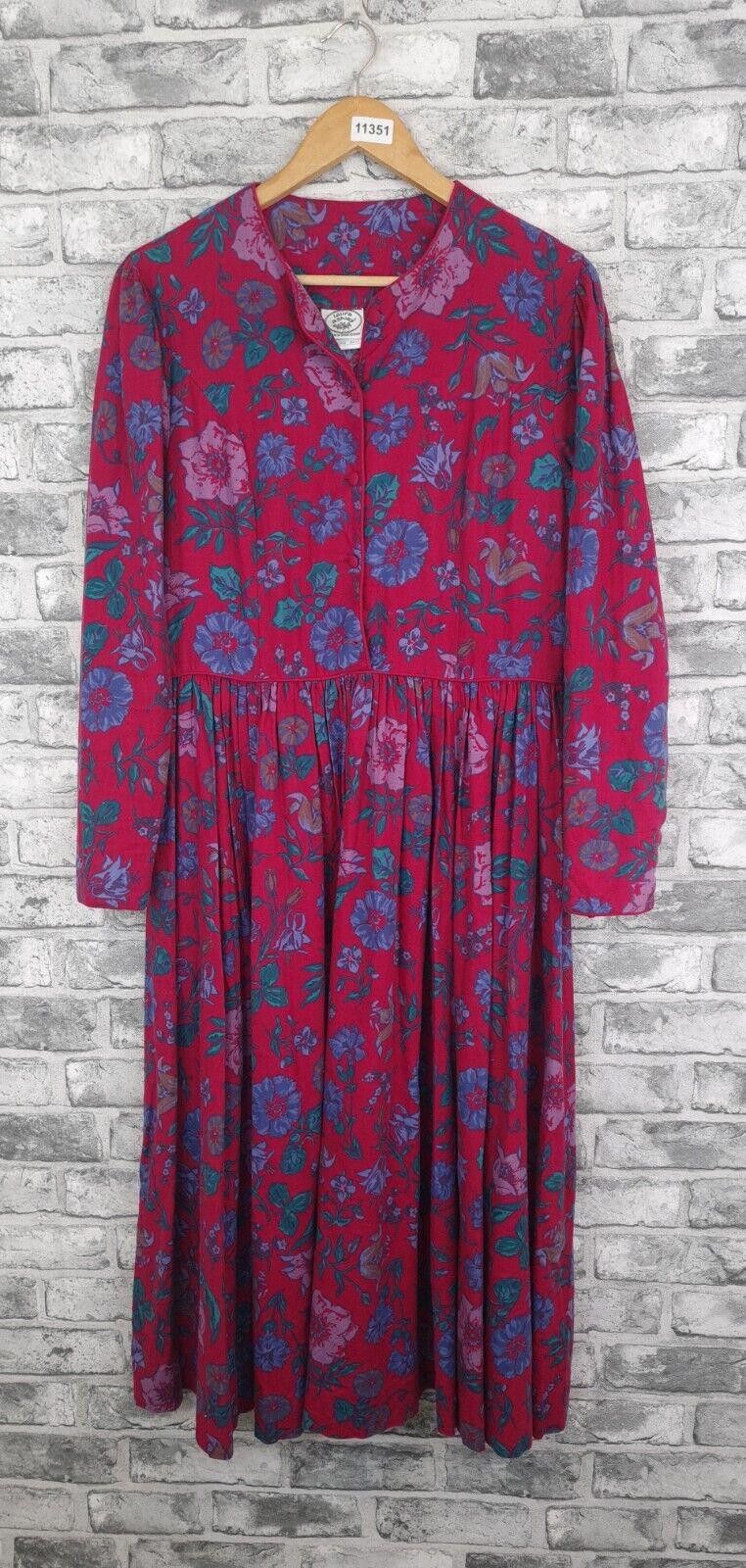 Vintage Laura Ashley Dress Size 16 Floral Long Sleeve