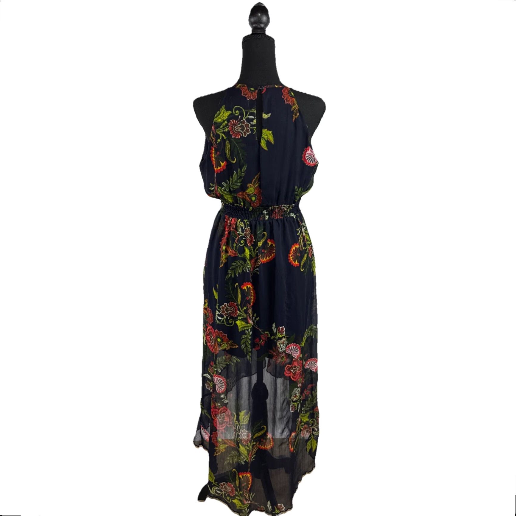 Vintage VINTAGE Sweet Storm Maxi Dress Navy Floral Halter Empire Waist Women L Blue 90s Storm Theme Mens? Girls? Size L / US 10 / IT 46 - 2 Thumbnail