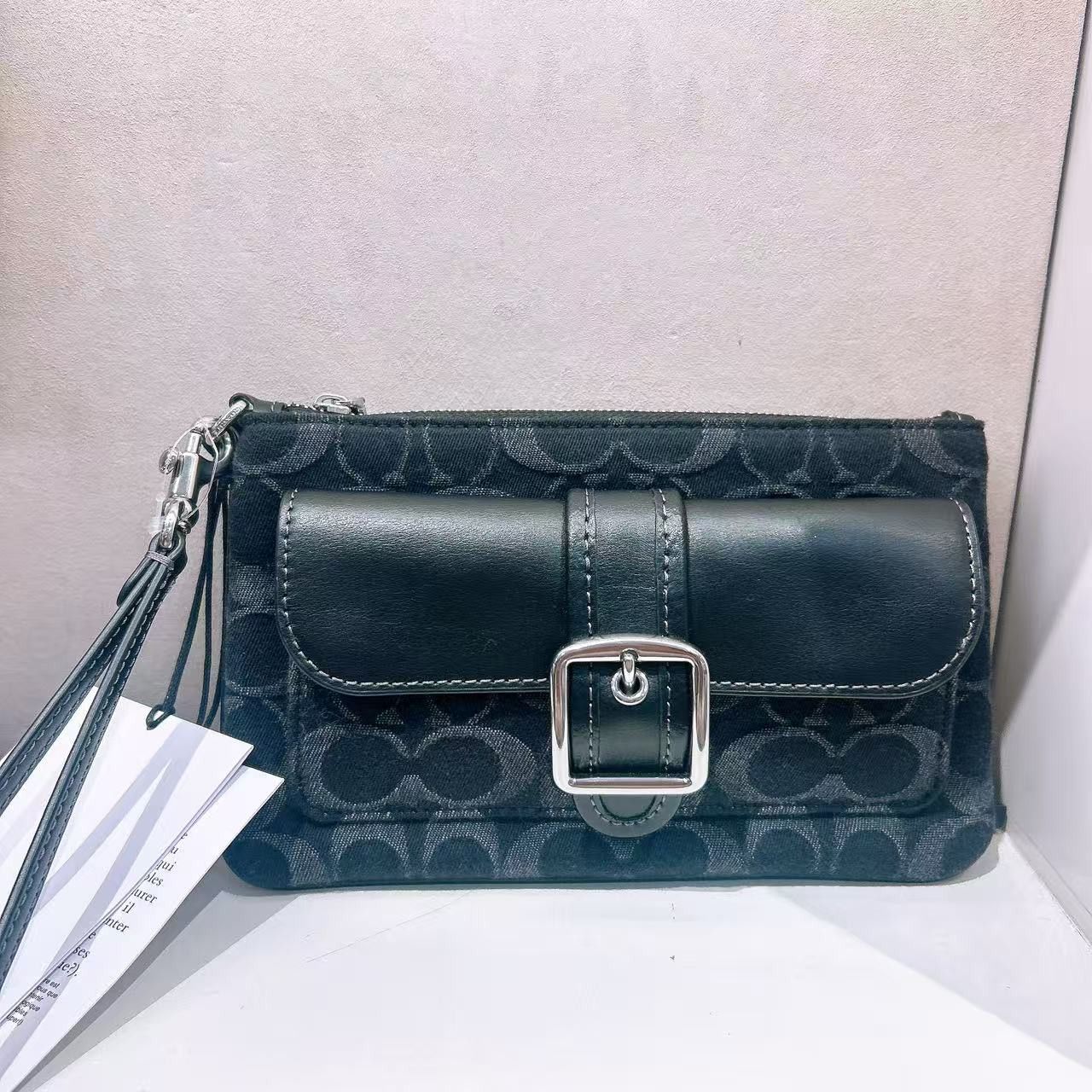 Coach Ashton Wristlet In Signature Denim CEF57 Silver/Black Size ONE SIZE - 1 Thumbnail