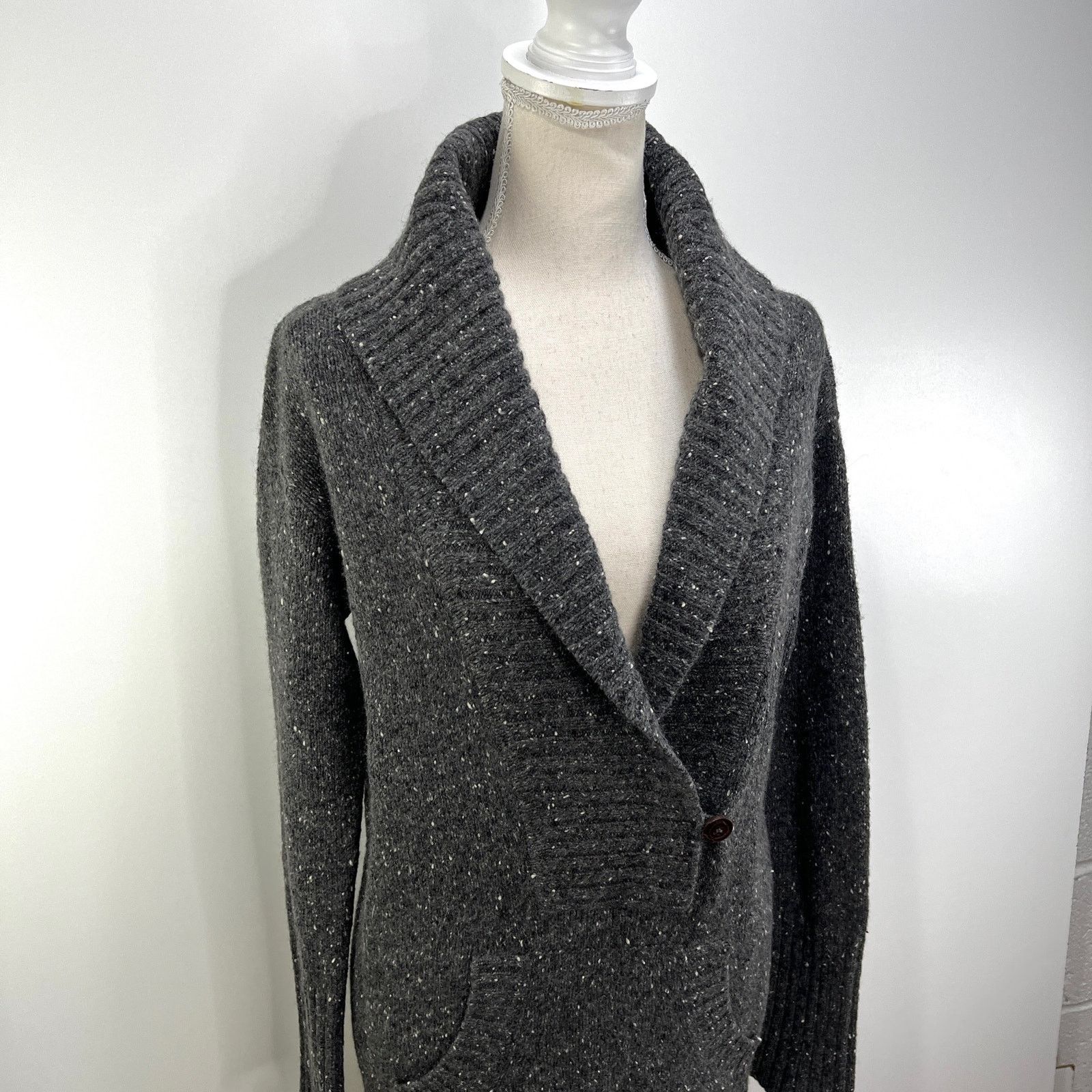 Vince Vince Cashmere Knit Shawl Collar Tunic Sweater Gray Size S / US 4 / IT 40 - 2 Thumbnail