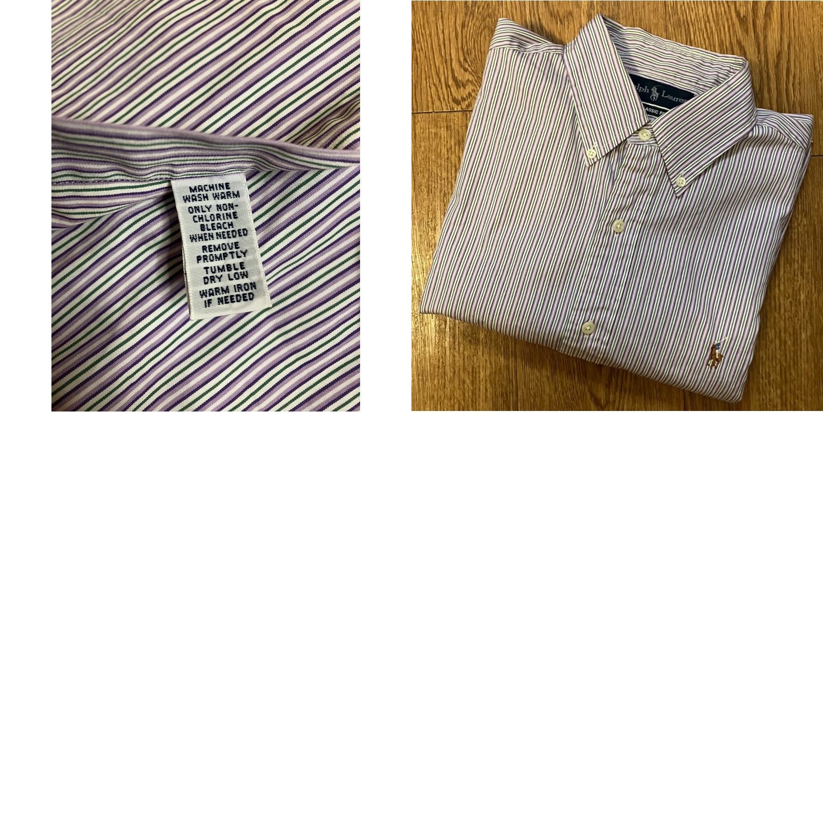 Polo Ralph Lauren VINTAGE Polo Ralph Lauren Dress Shirt Mens 16.5 Purple Stripe BD 32/33 Made in Hong Kong Cotton Size US XL / EU 56 / 4 - 8 Thumbnail